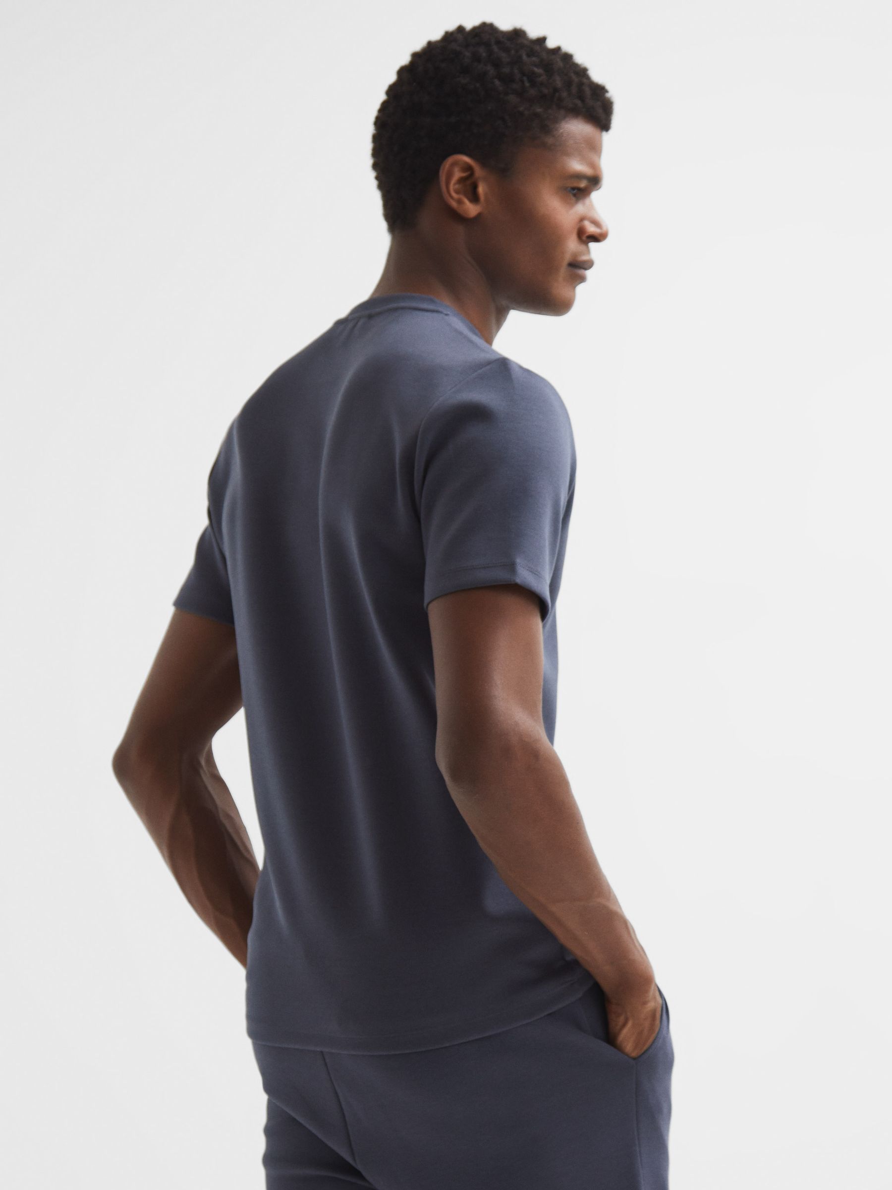 Interlock Jersey Crew Neck T-Shirt in Airforce Blue - Image 5 of 6