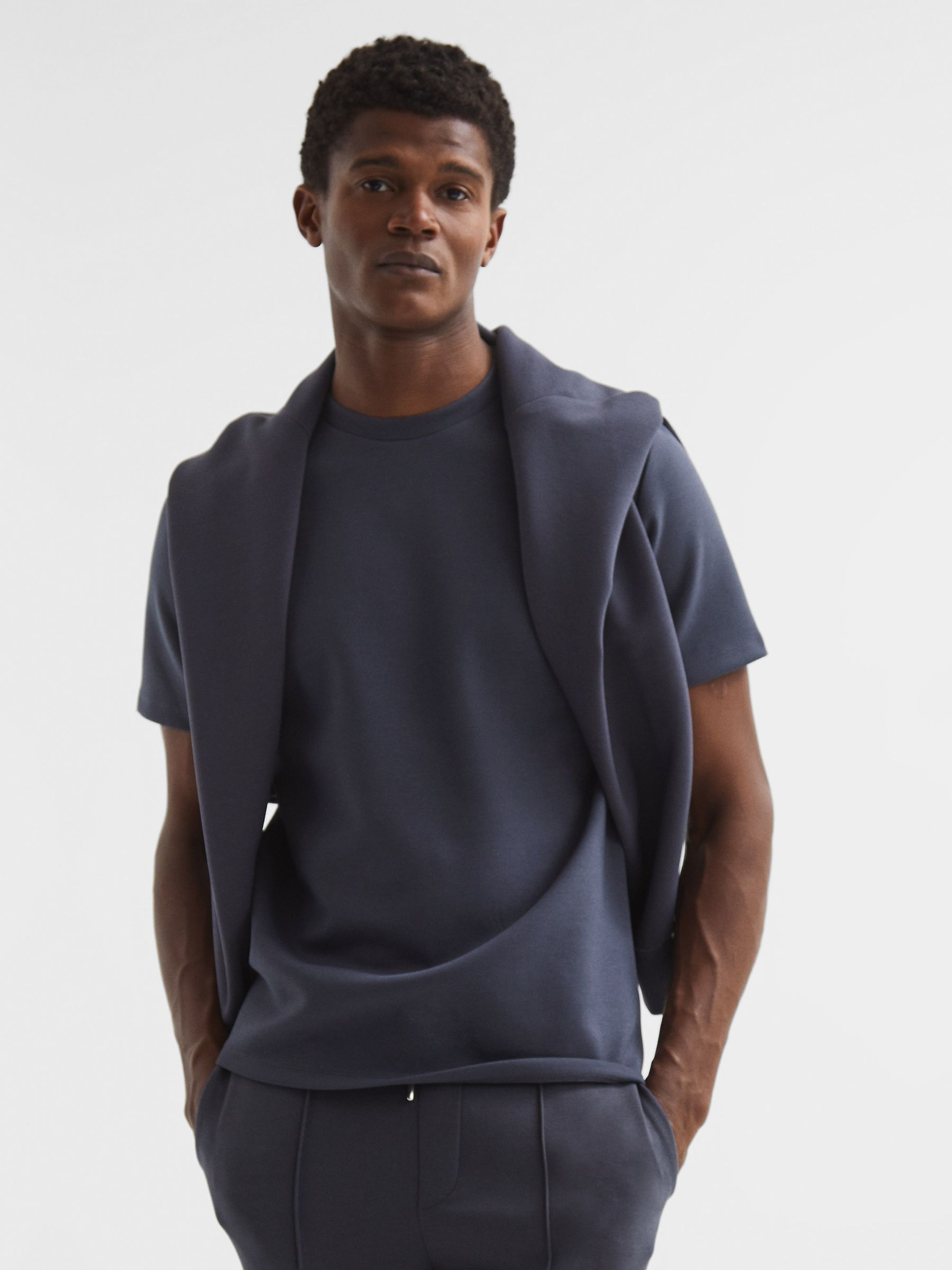 Interlock Jersey Crew Neck T-Shirt in Airforce Blue - Image 6 of 6