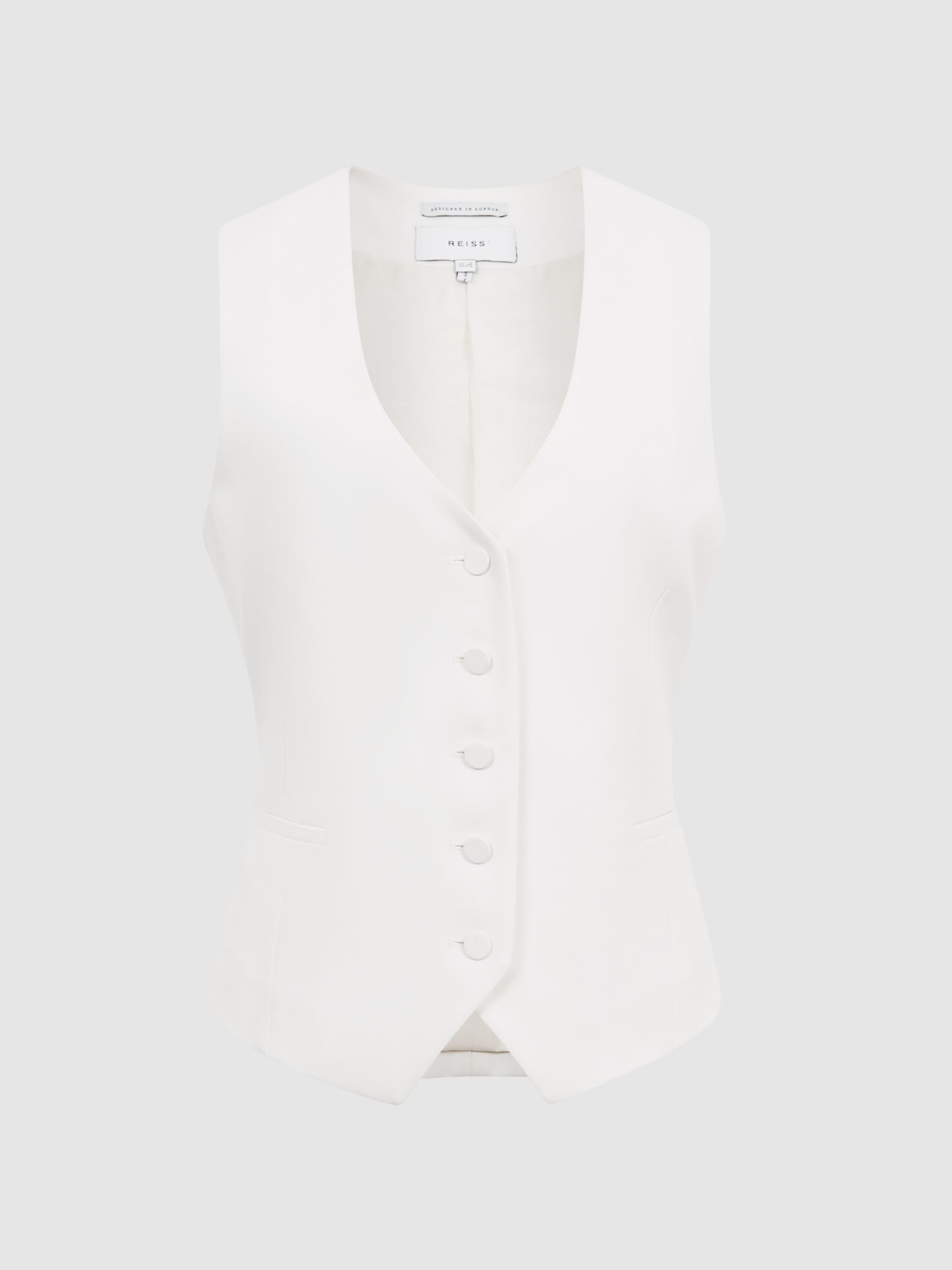 Tuxedo Waistcoat in White - Image 2 of 7