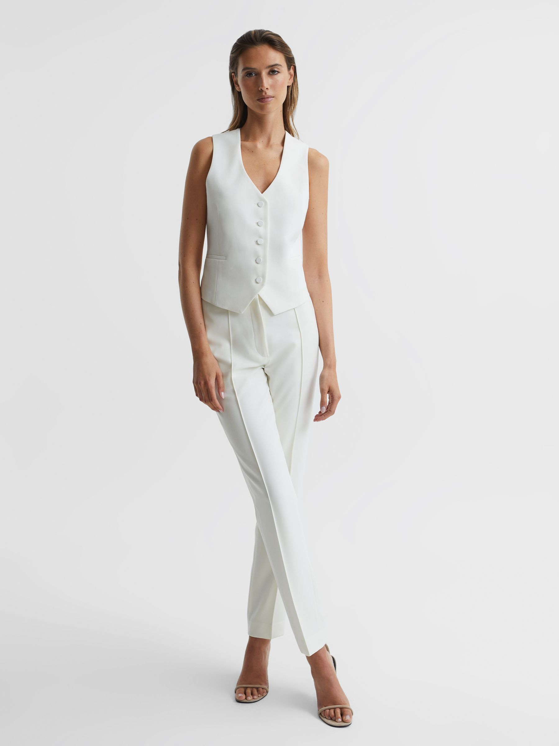 Tuxedo Waistcoat in White - Image 3 of 7