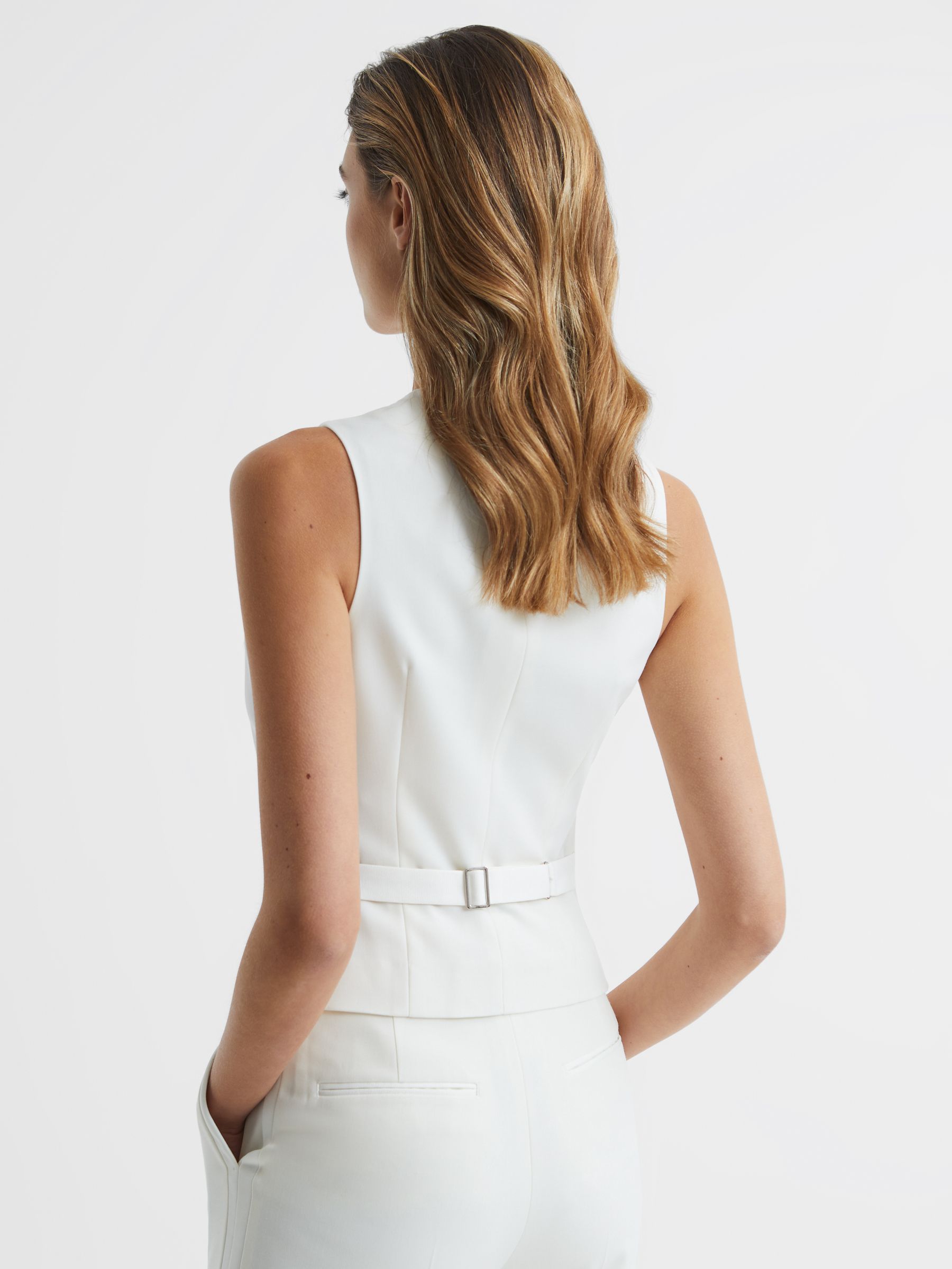 Tuxedo Waistcoat in White - Image 5 of 7