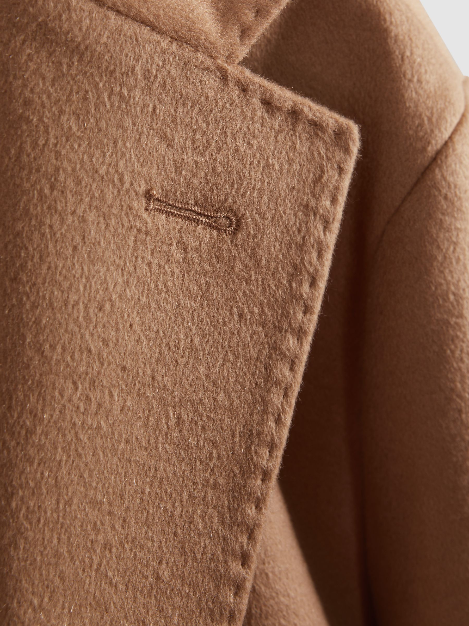 Atelier Cashmere Single Breasted Coat in Camel - Image 6 of 7