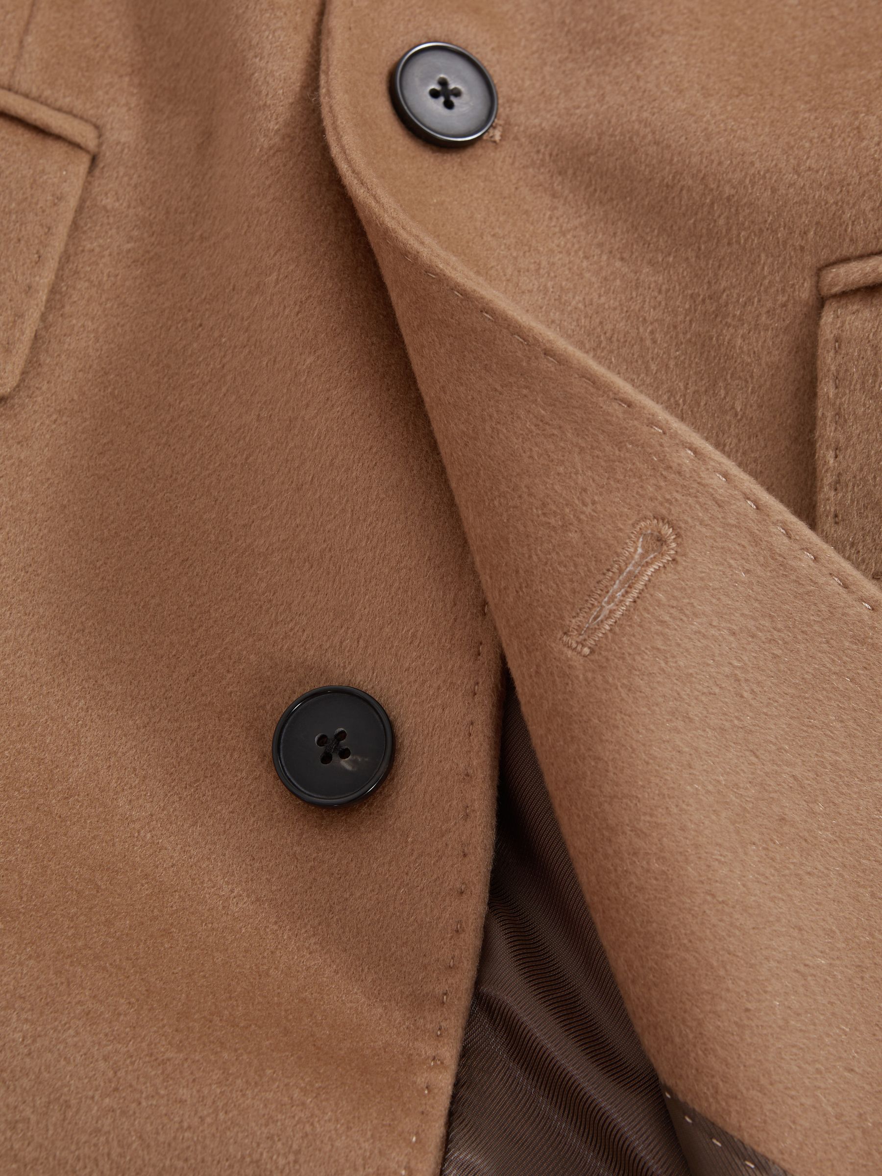 Atelier Cashmere Single Breasted Coat in Camel - Image 7 of 7