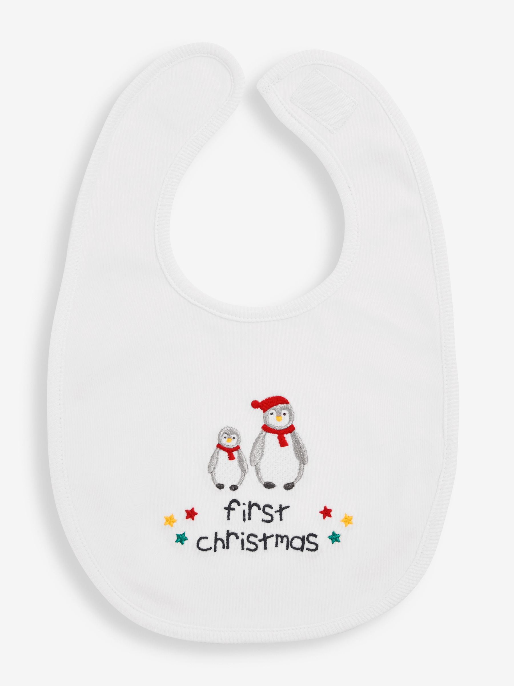 My First Christmas Penguin Bib in White - Image 1 of 3