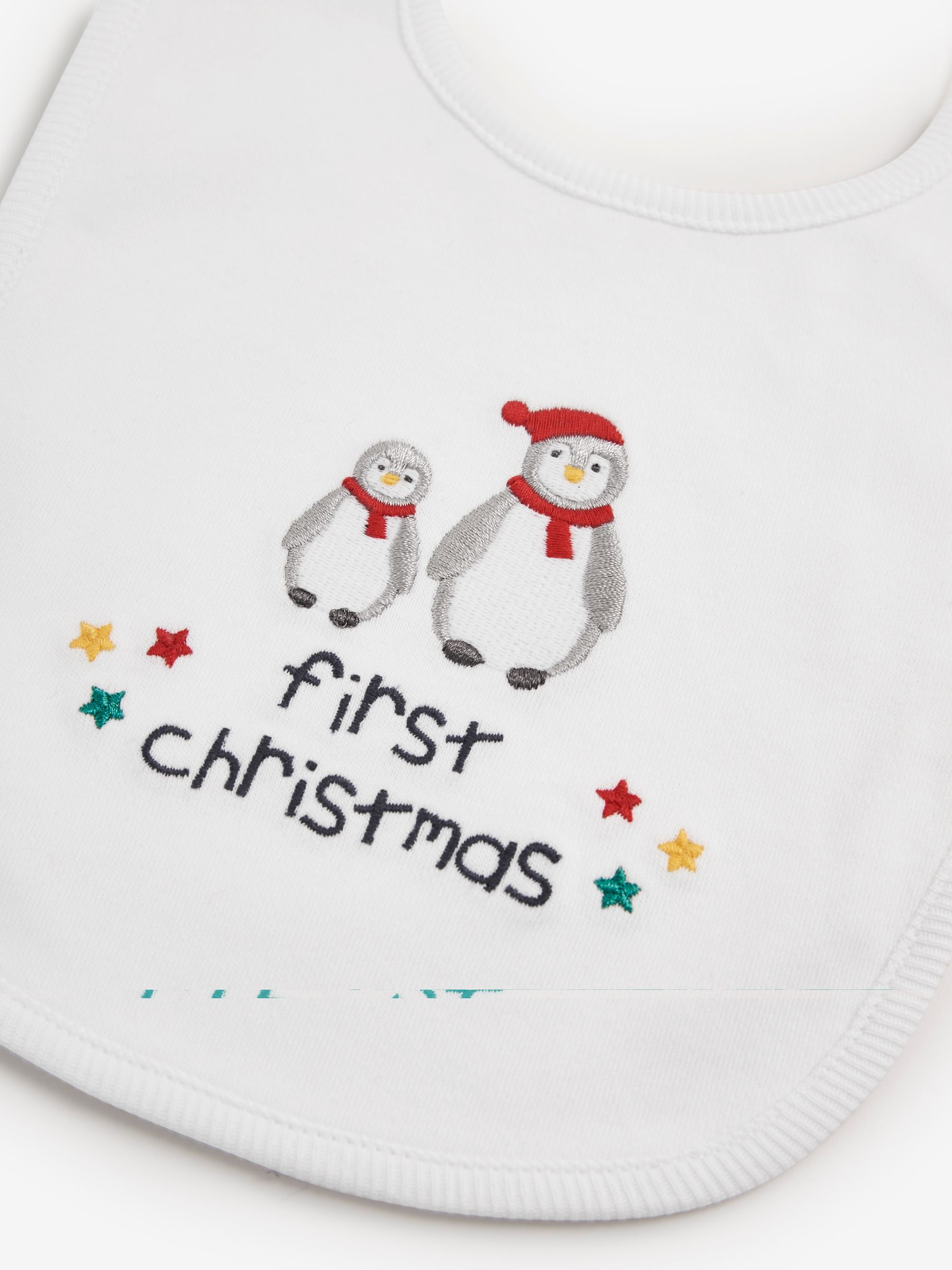 My First Christmas Penguin Bib in White - Image 2 of 3