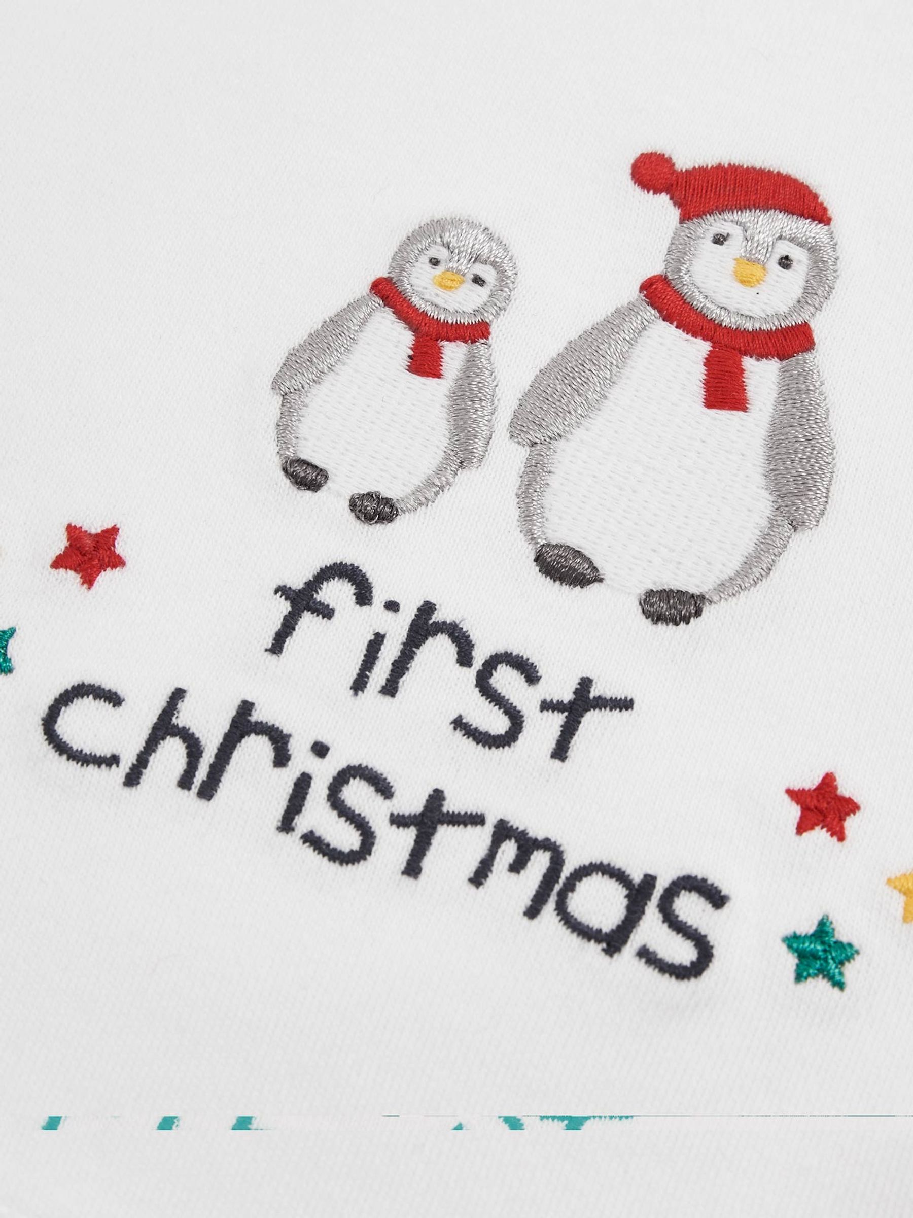 My First Christmas Penguin Bib in White - Image 3 of 3