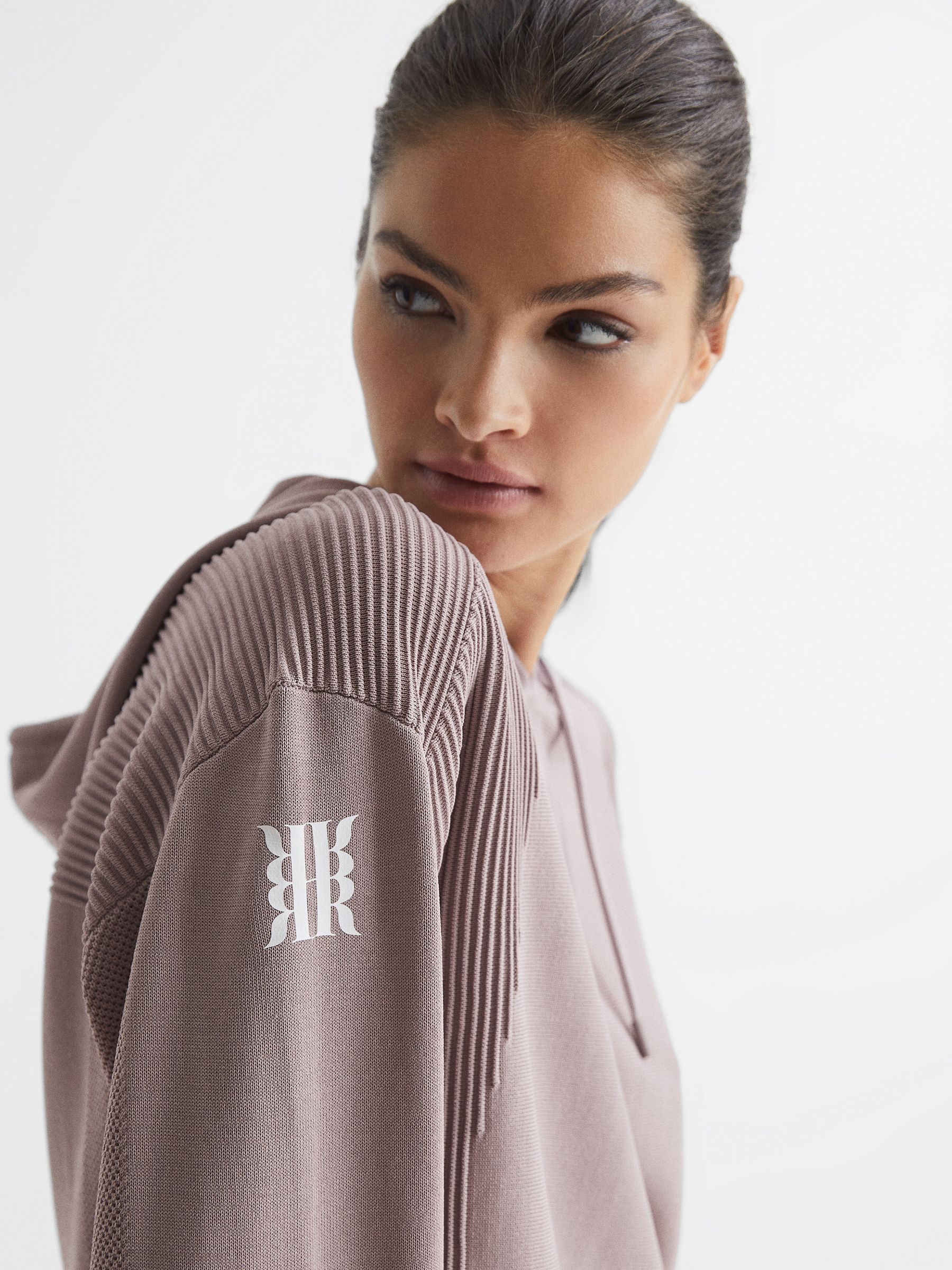 Ribbed Hoodie in Mauve - Image 4 of 8