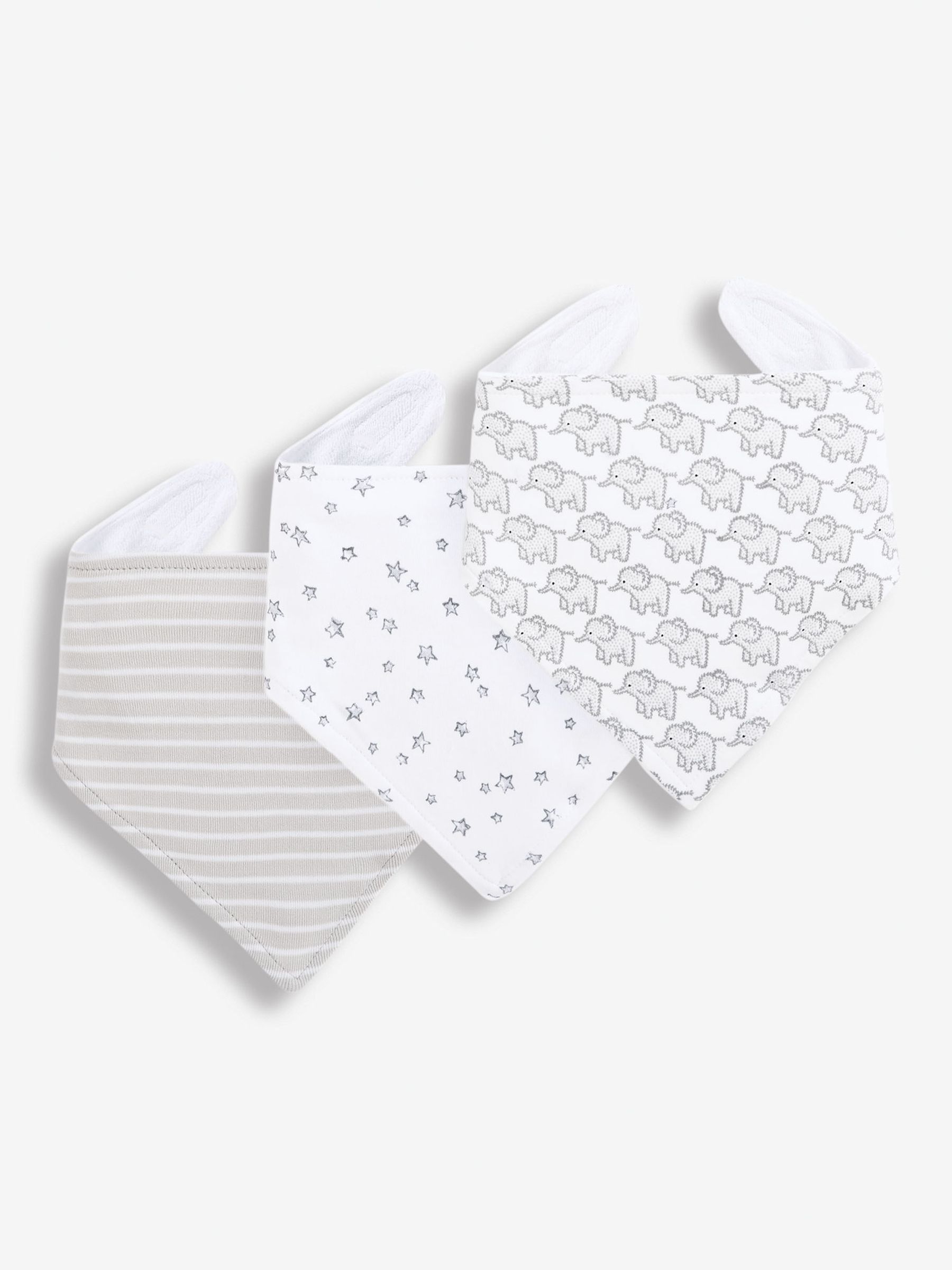 Light Grey 3-Pack Cotton Baby Dribble Bibs - Image 1 of 1