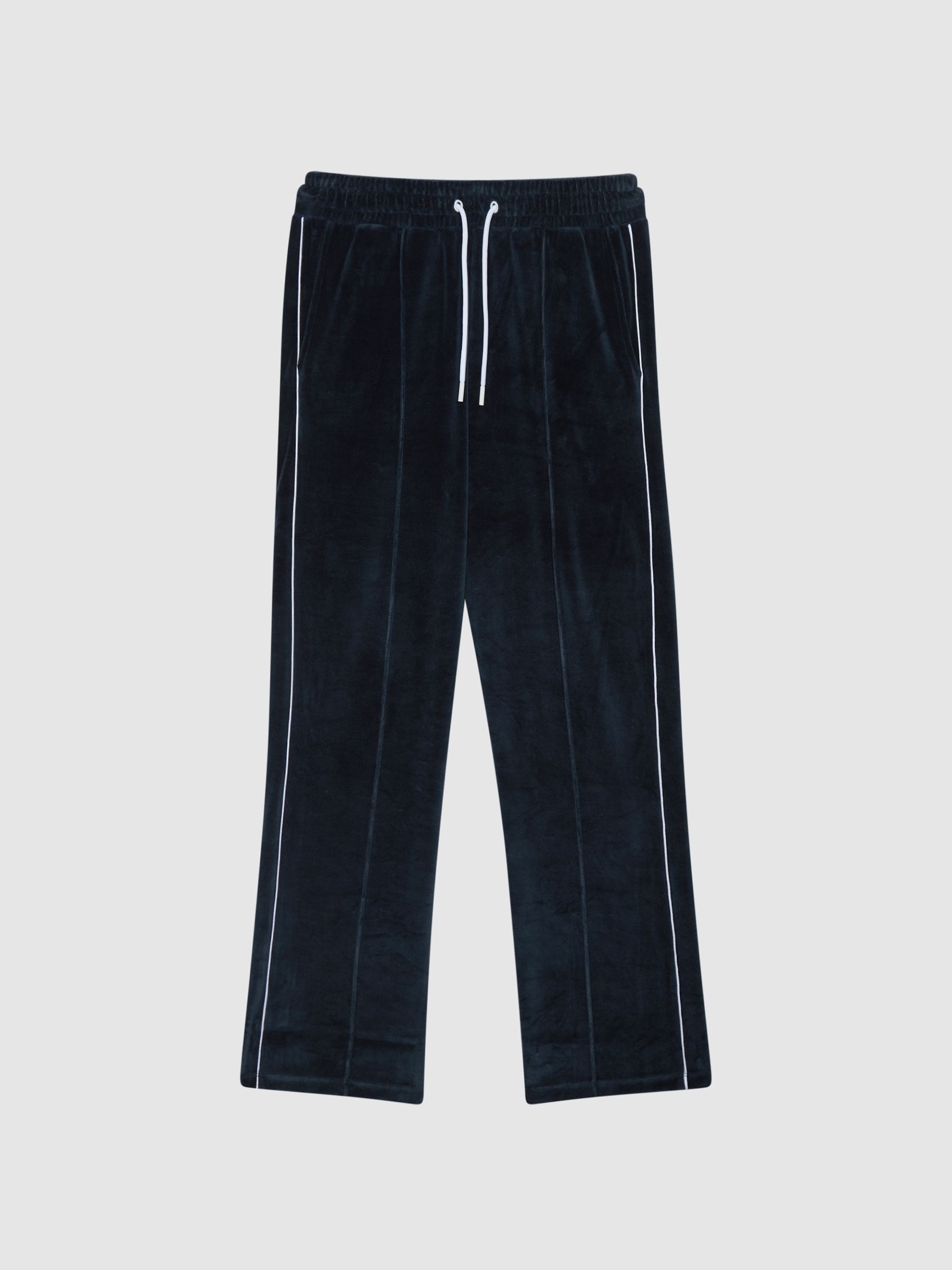 Velour Jogger With Piping in Navy - Image 2 of 7