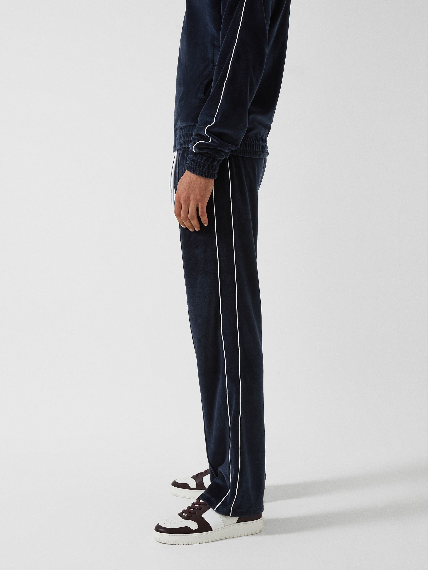 Velour Jogger With Piping in Navy - Image 6 of 7