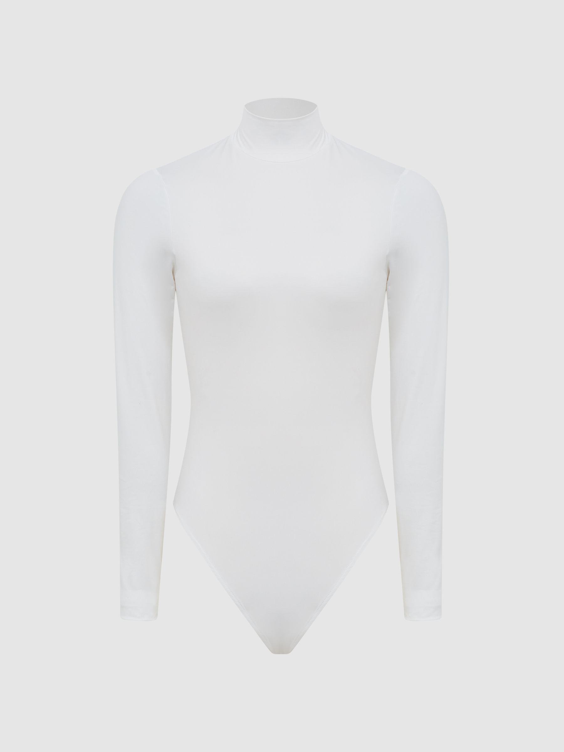 Turtle Neck Jersey Body in White - Image 2 of 7