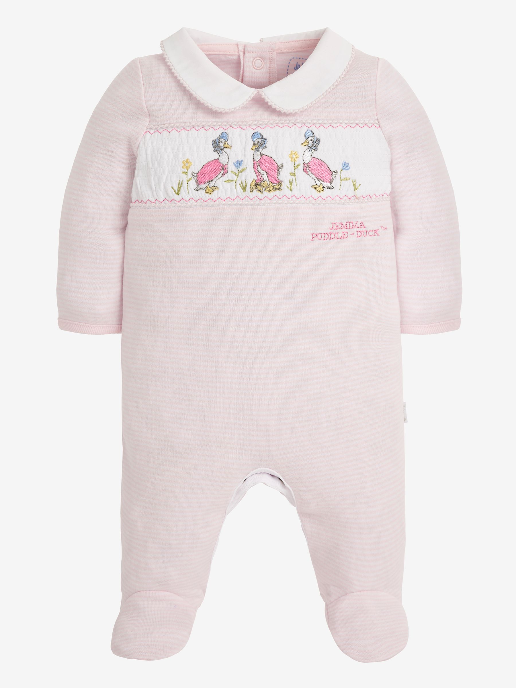 Pink Jemima Puddle-Duck Smocked Sleepsuit & Hat Set - Image 4 of 7