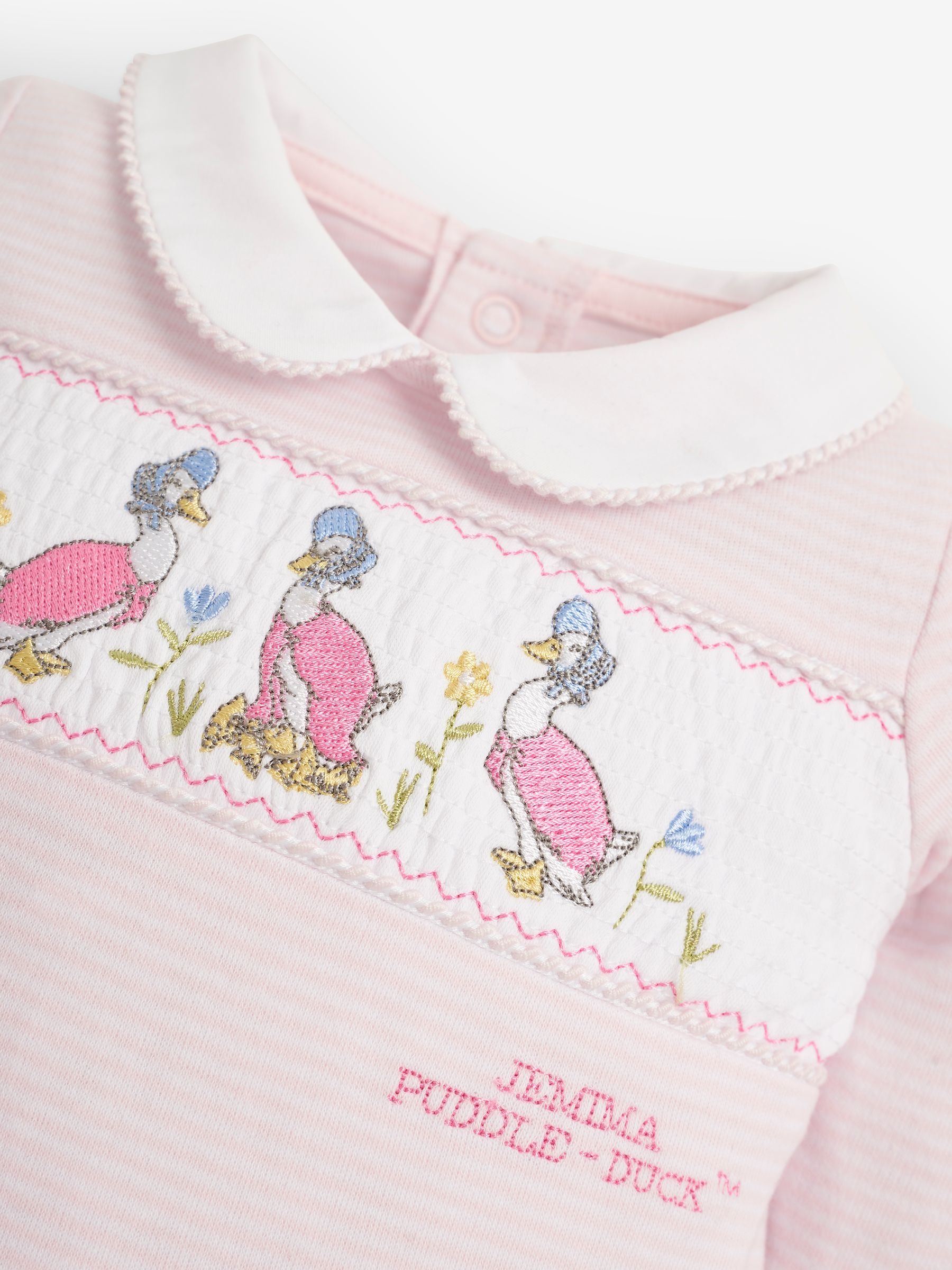 Pink Jemima Puddle-Duck Smocked Sleepsuit & Hat Set - Image 6 of 7