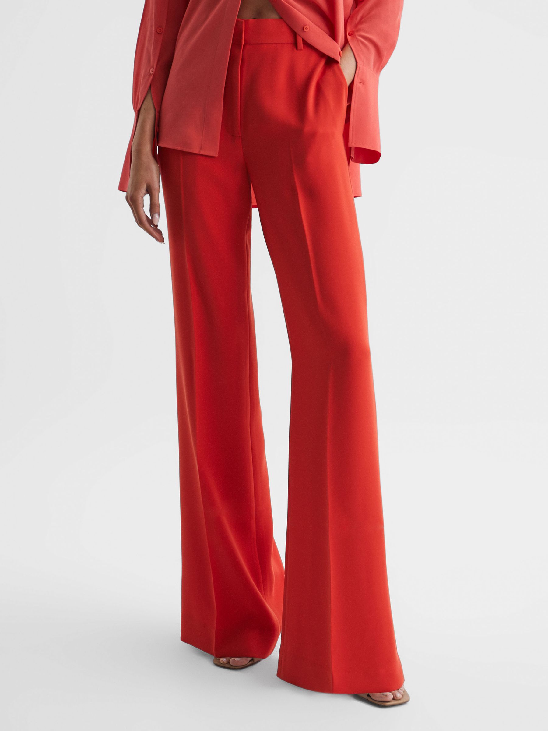 Wide Leg Trousers in Coral - Image 1 of 6 Wide Leg Trousers in Coral - Image 1 of 6