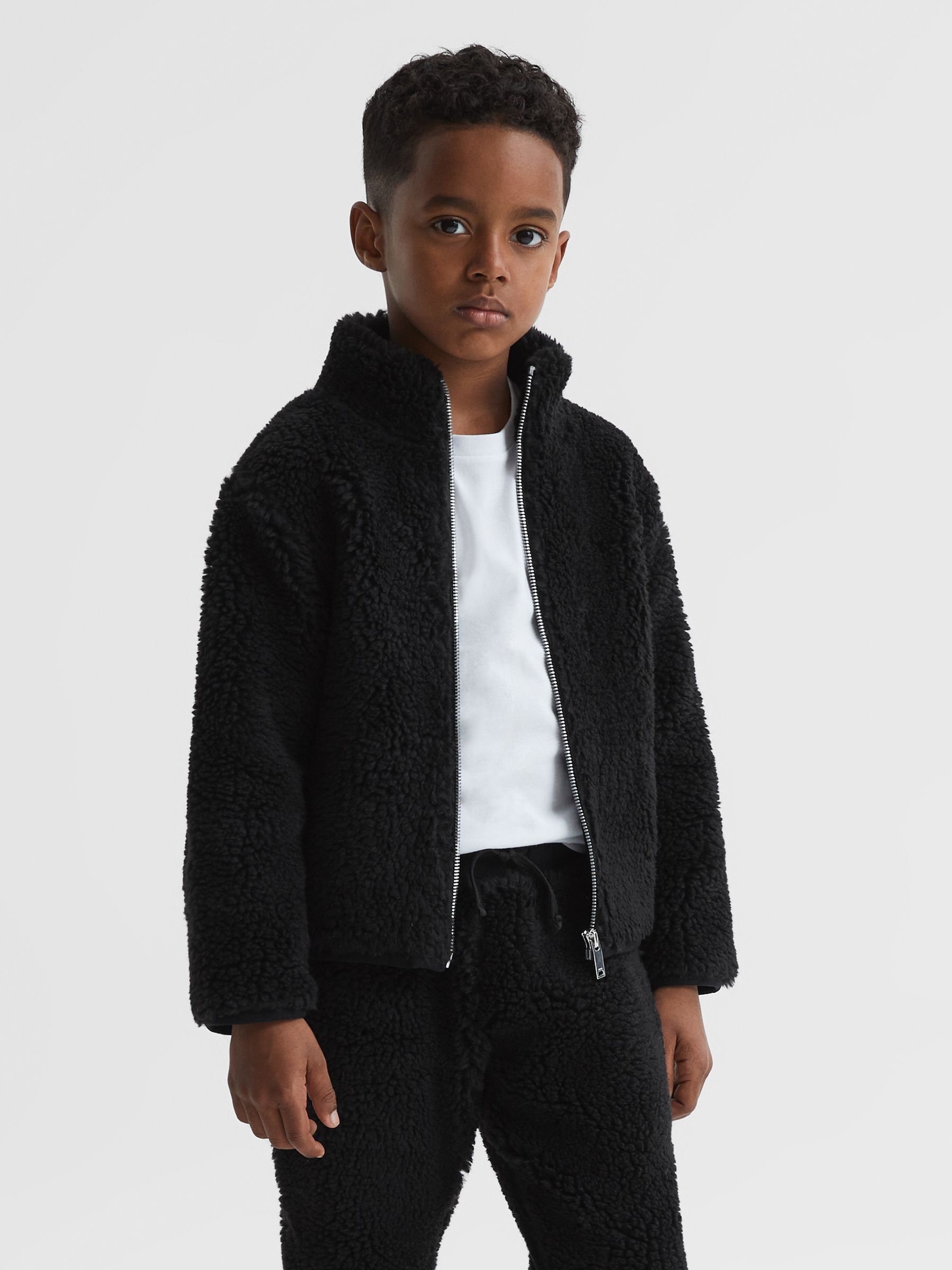Junior Zip-Through Fleece Jumper in Black - Image 1 of 6