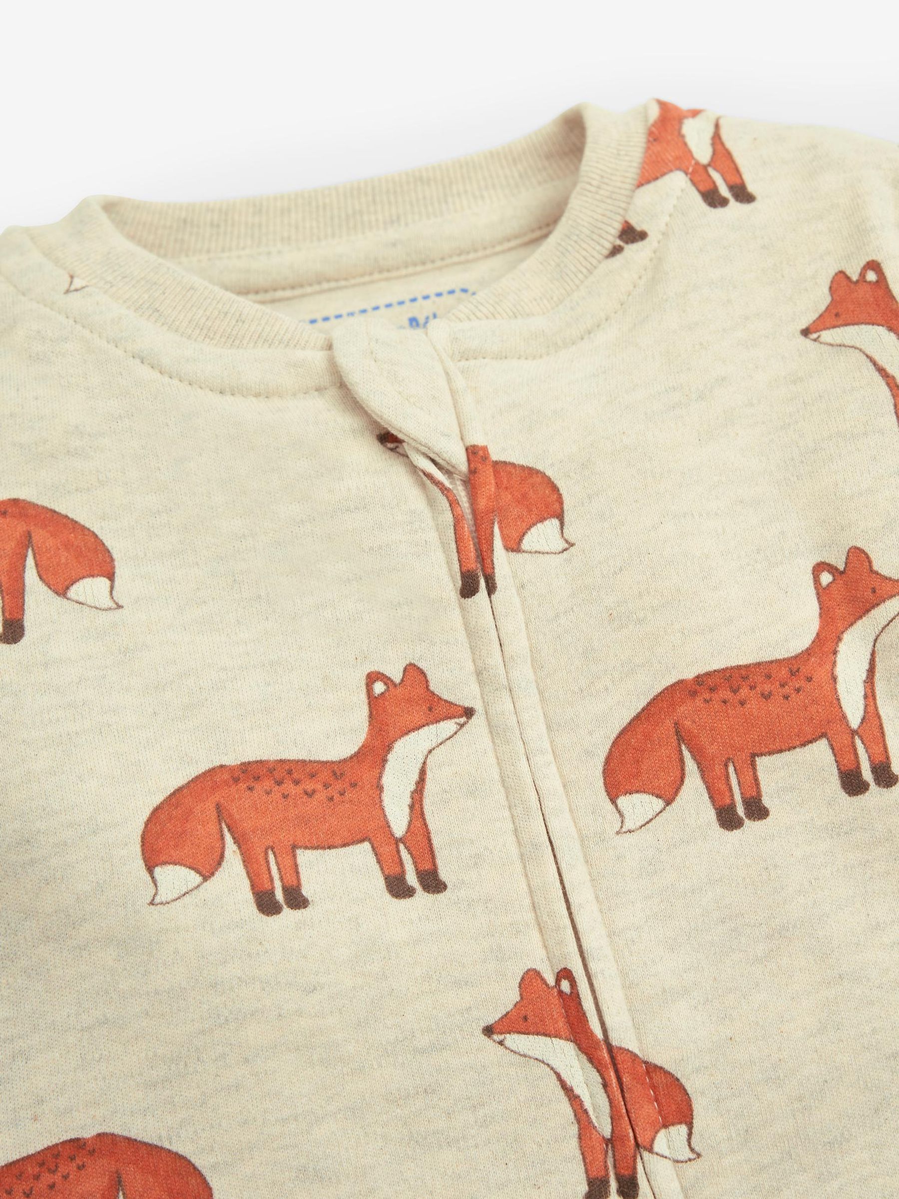 Orange Fox Print Zip Cotton Baby Sleepsuit - Image 4 of 4