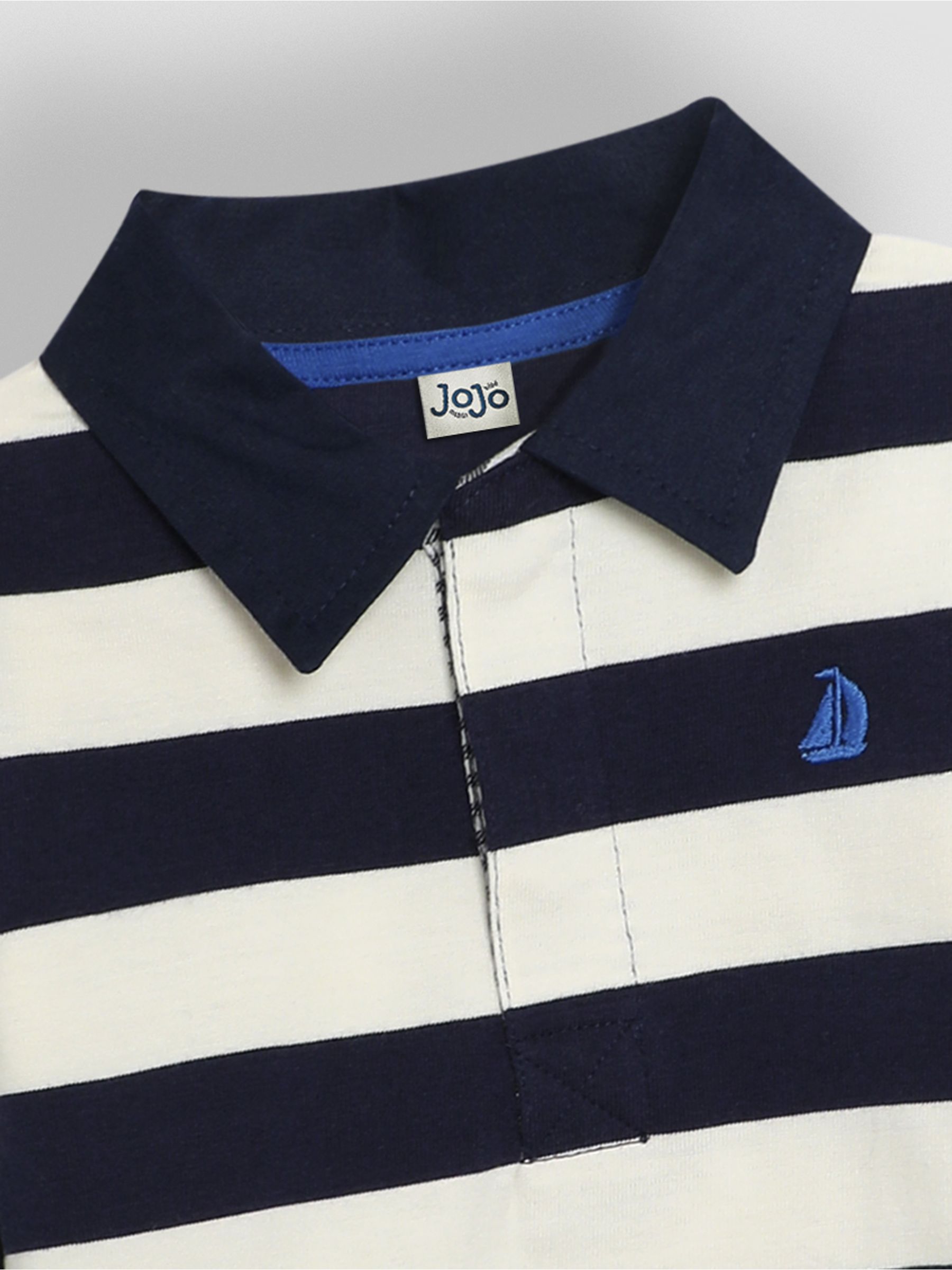 Navy Ecru Stripe Stripe Rugby Shirt - Image 4 of 5