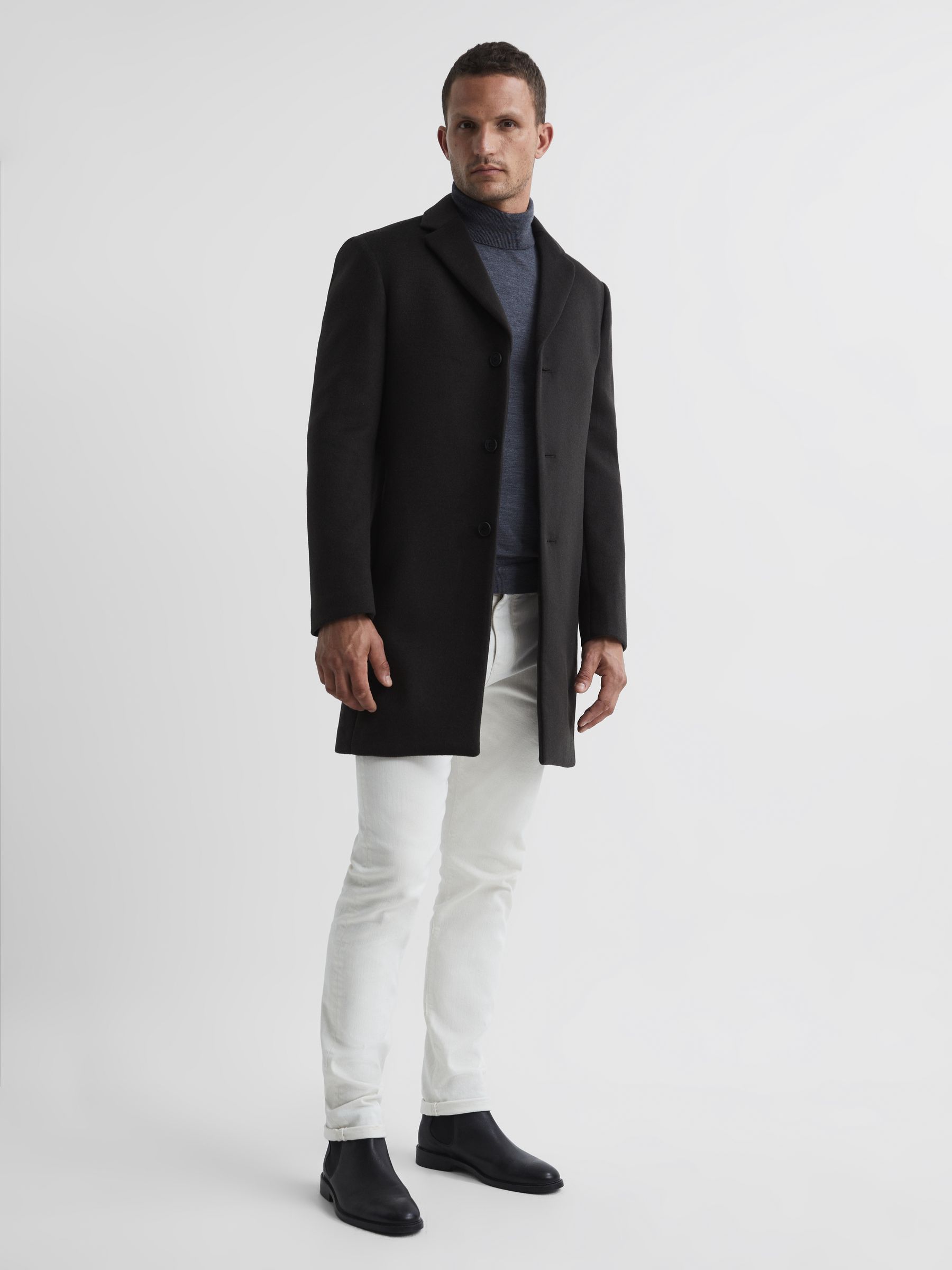 Single Breasted Overcoat in Khaki - Image 3 of 6