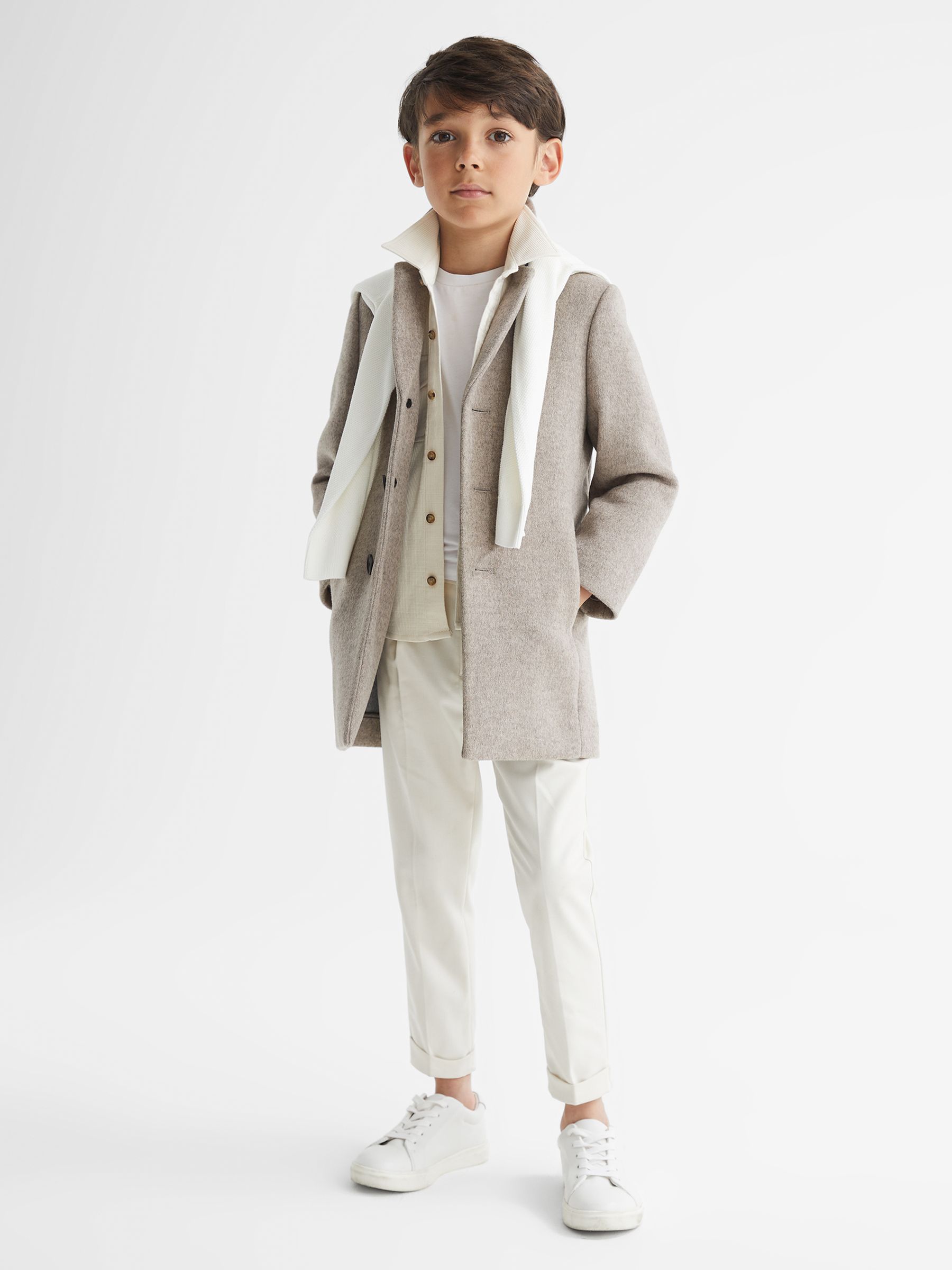 Single Breasted Overcoat in Oatmeal - Image 6 of 7