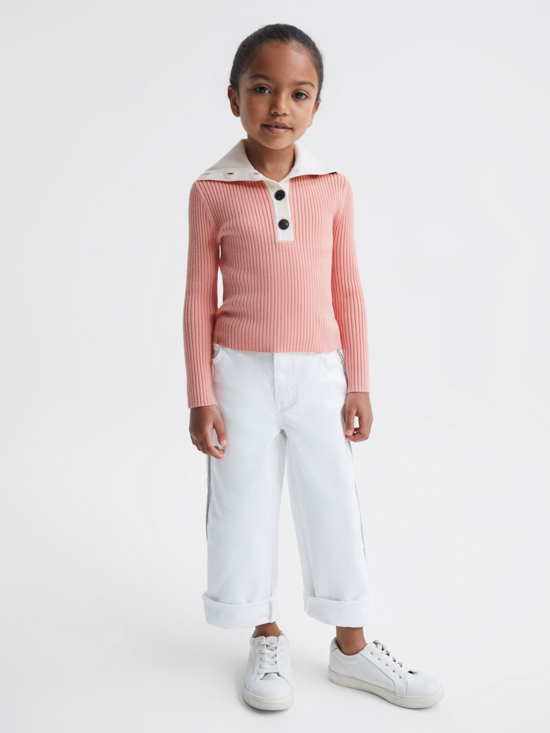 4-9 yrs Colourblock Knitted Top in Pink - Image 3 of 6