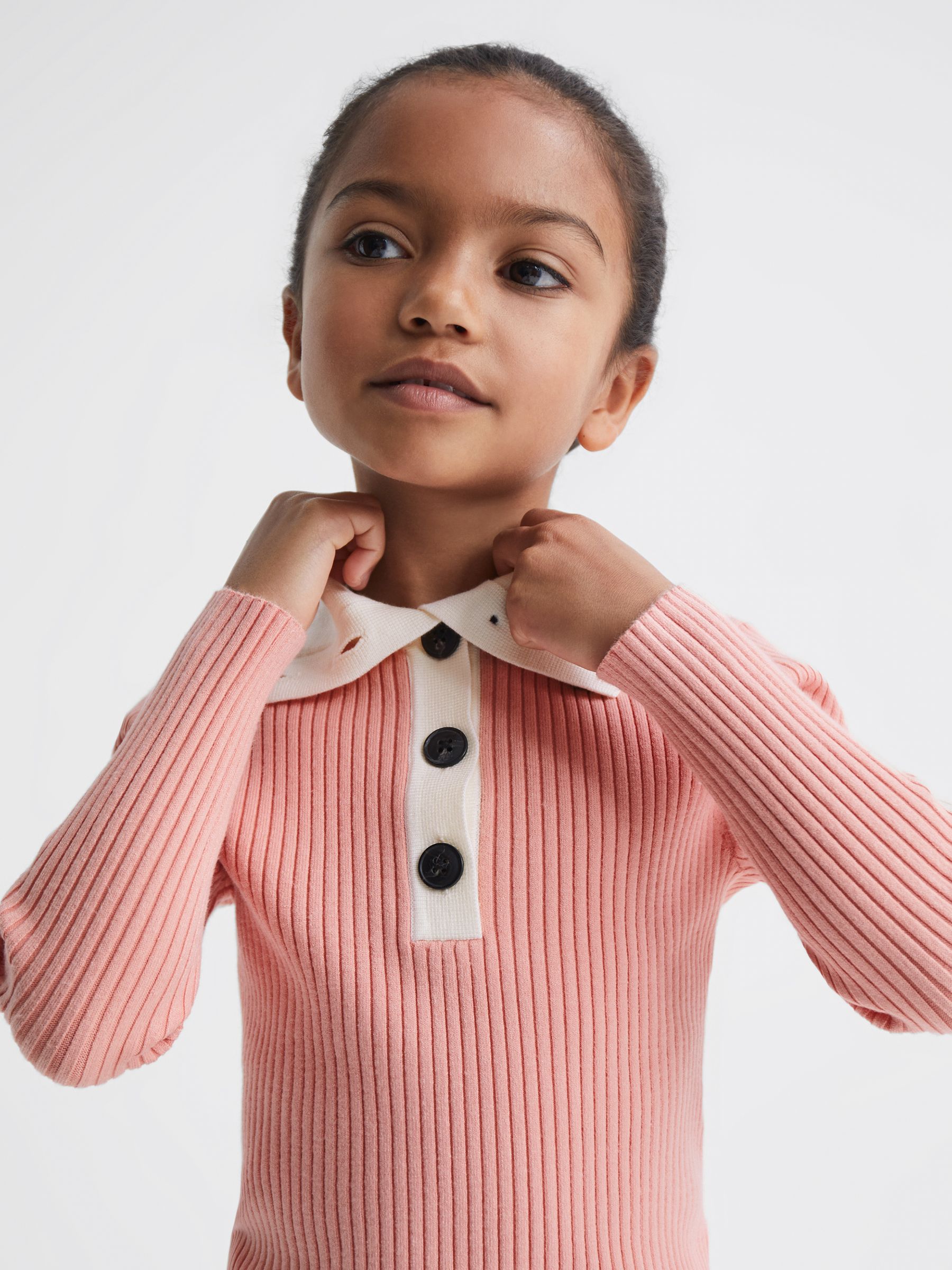 4-9 yrs Colourblock Knitted Top in Pink - Image 4 of 6