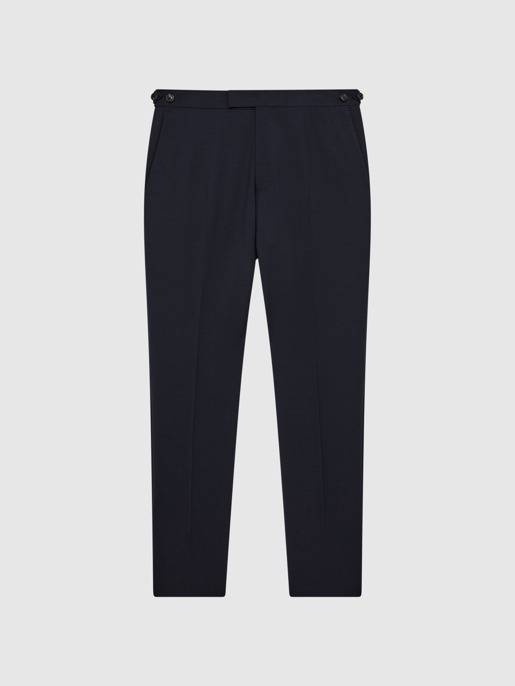 Slim Fit Wool Blend Trousers in Navy - Image 2 of 5
