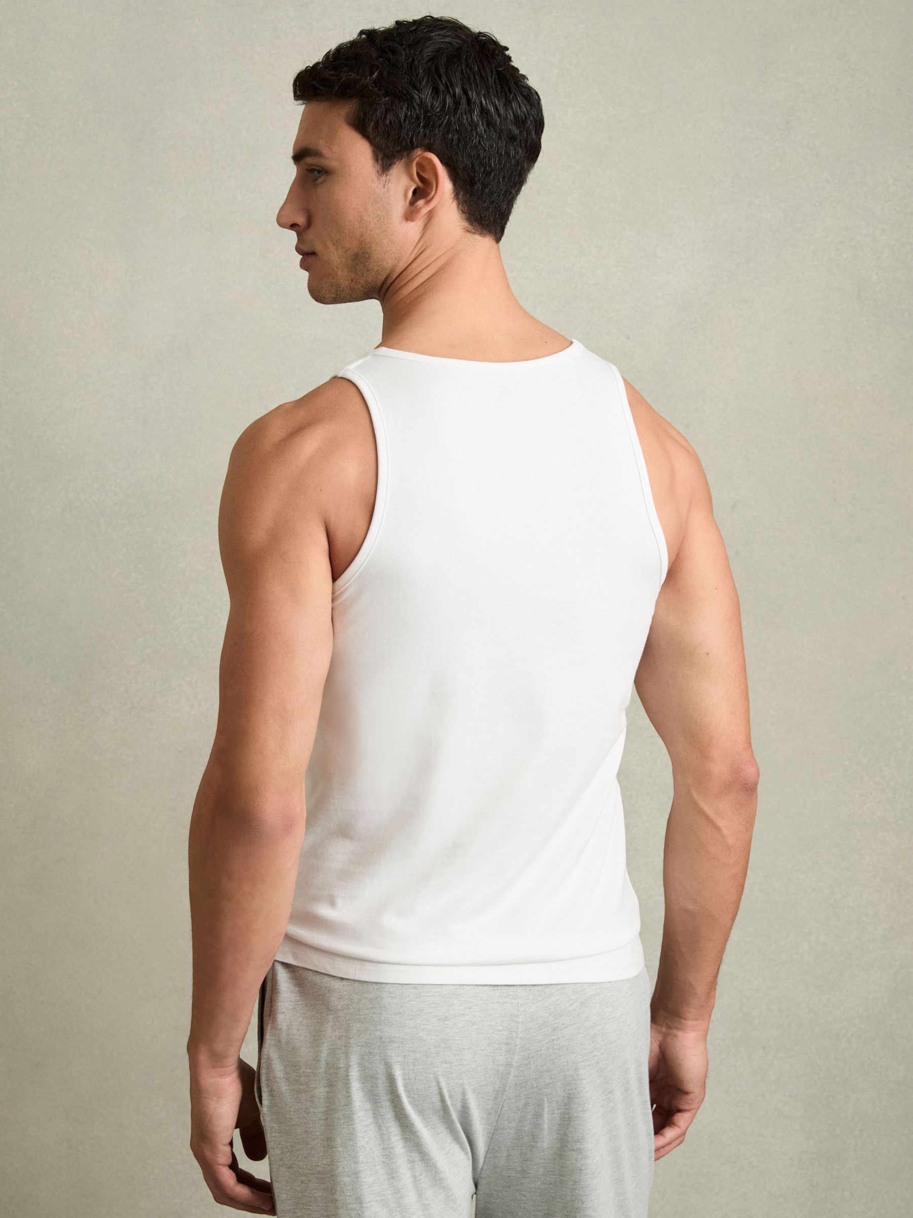 Cotton Stretch Vest in White - Image 5 of 6