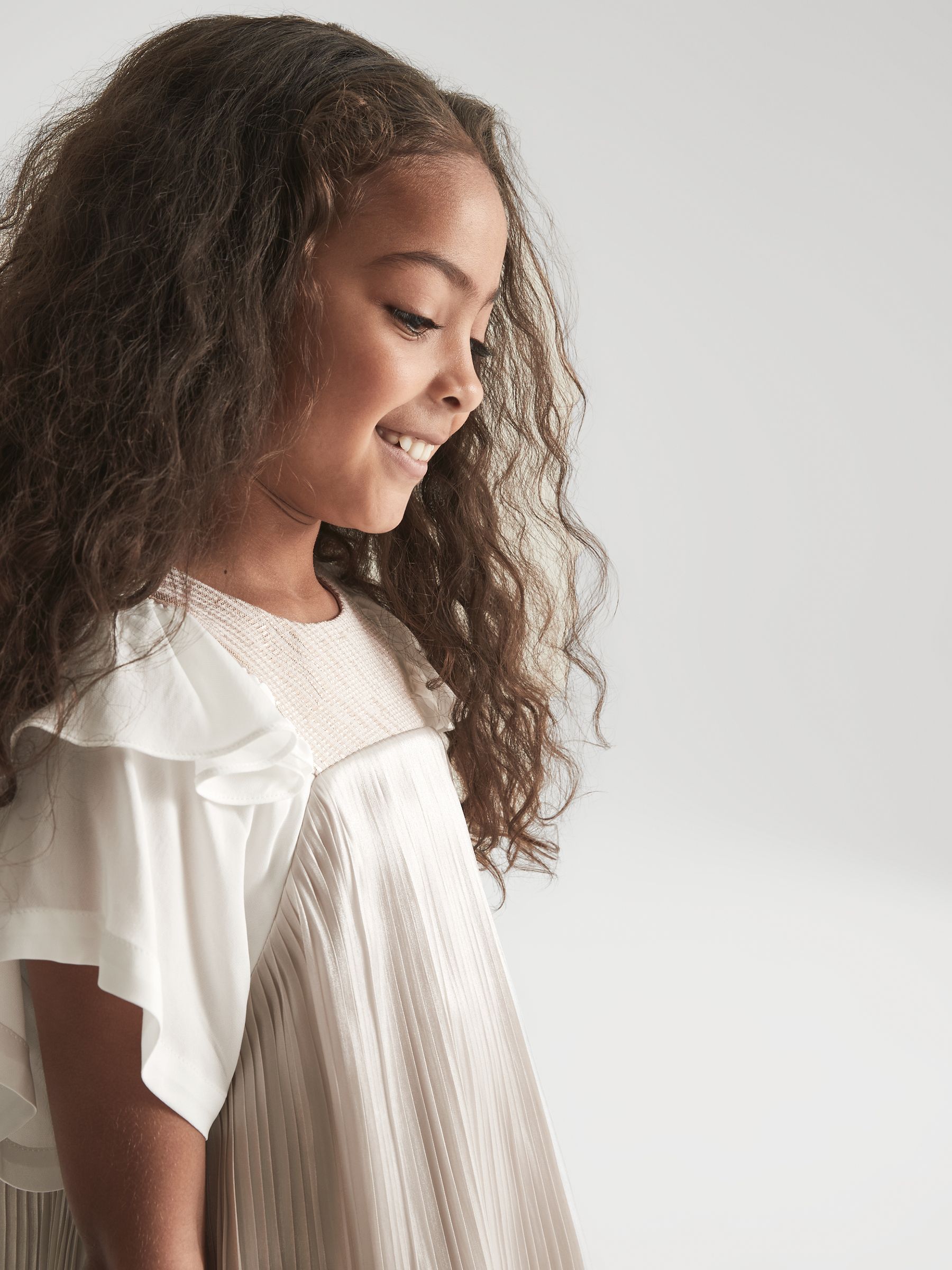 9-12 yrs Metallic Pleated Dress in Silver - Image 6 of 9