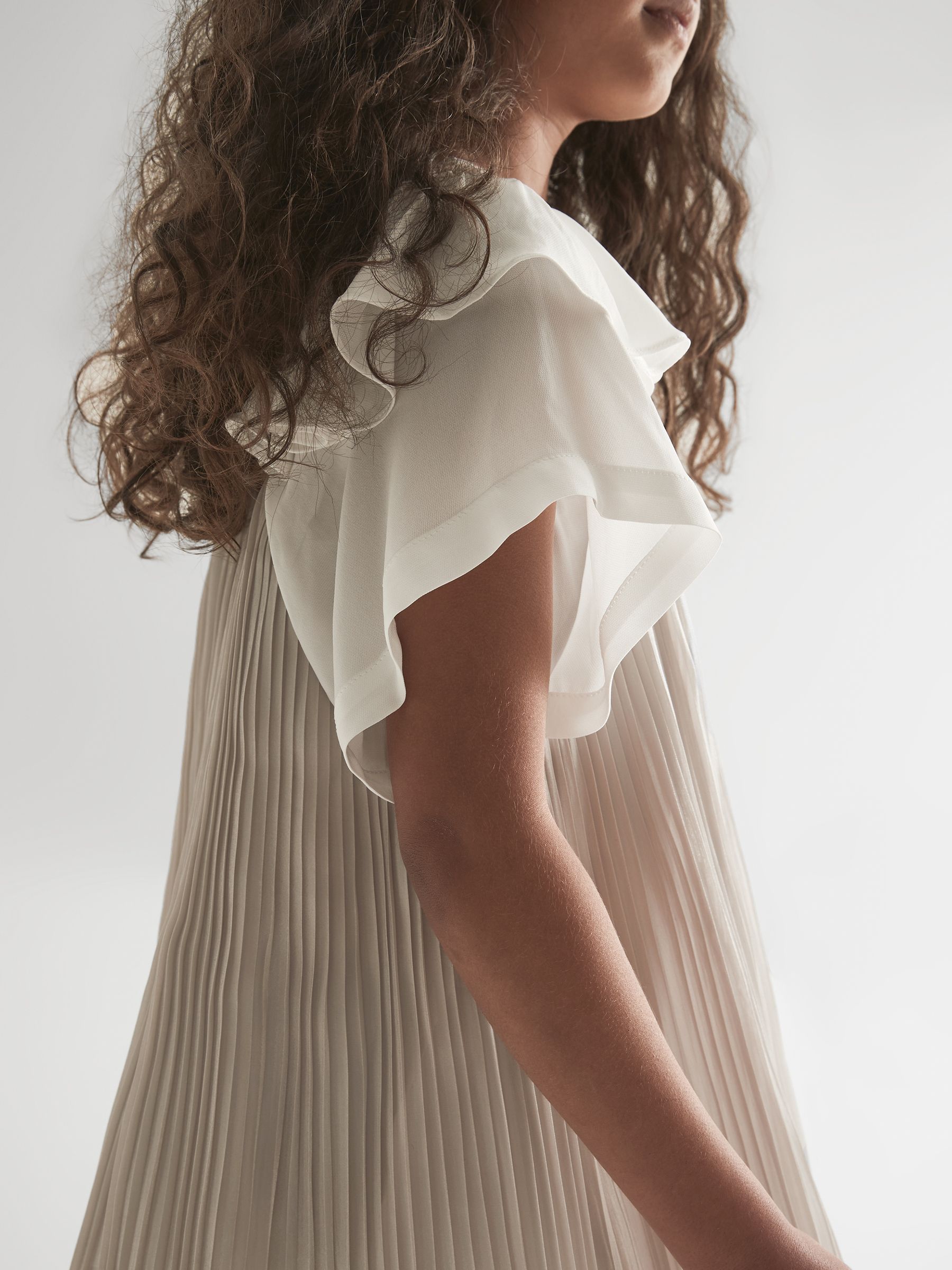 9-12 yrs Metallic Pleated Dress in Silver - Image 8 of 9