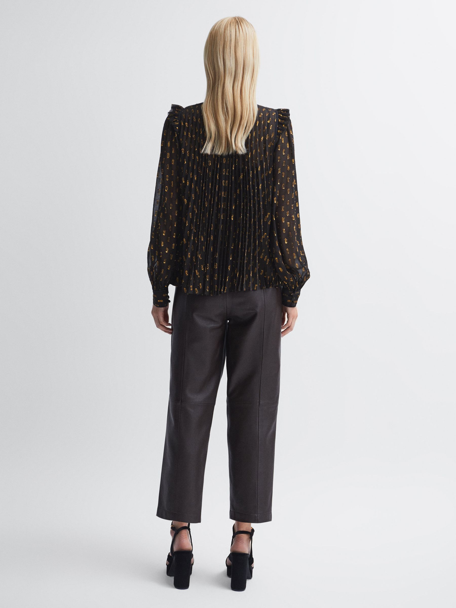 Florere Sheer Ruffle Blouse in Chocolate - Image 4 of 6