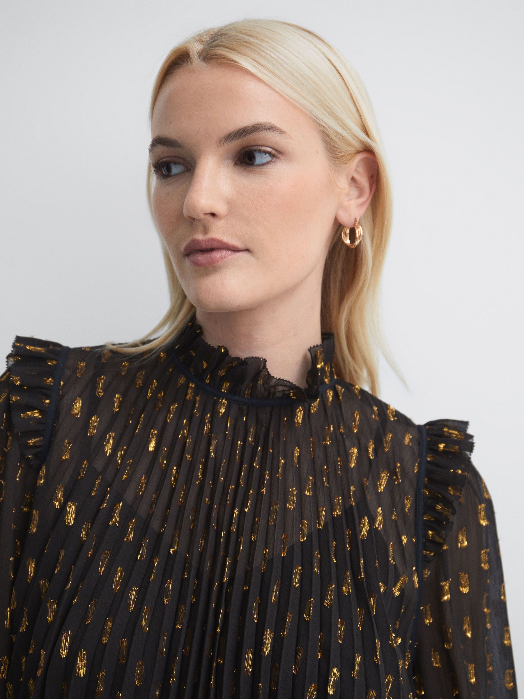Florere Sheer Ruffle Blouse in Chocolate - Image 5 of 6