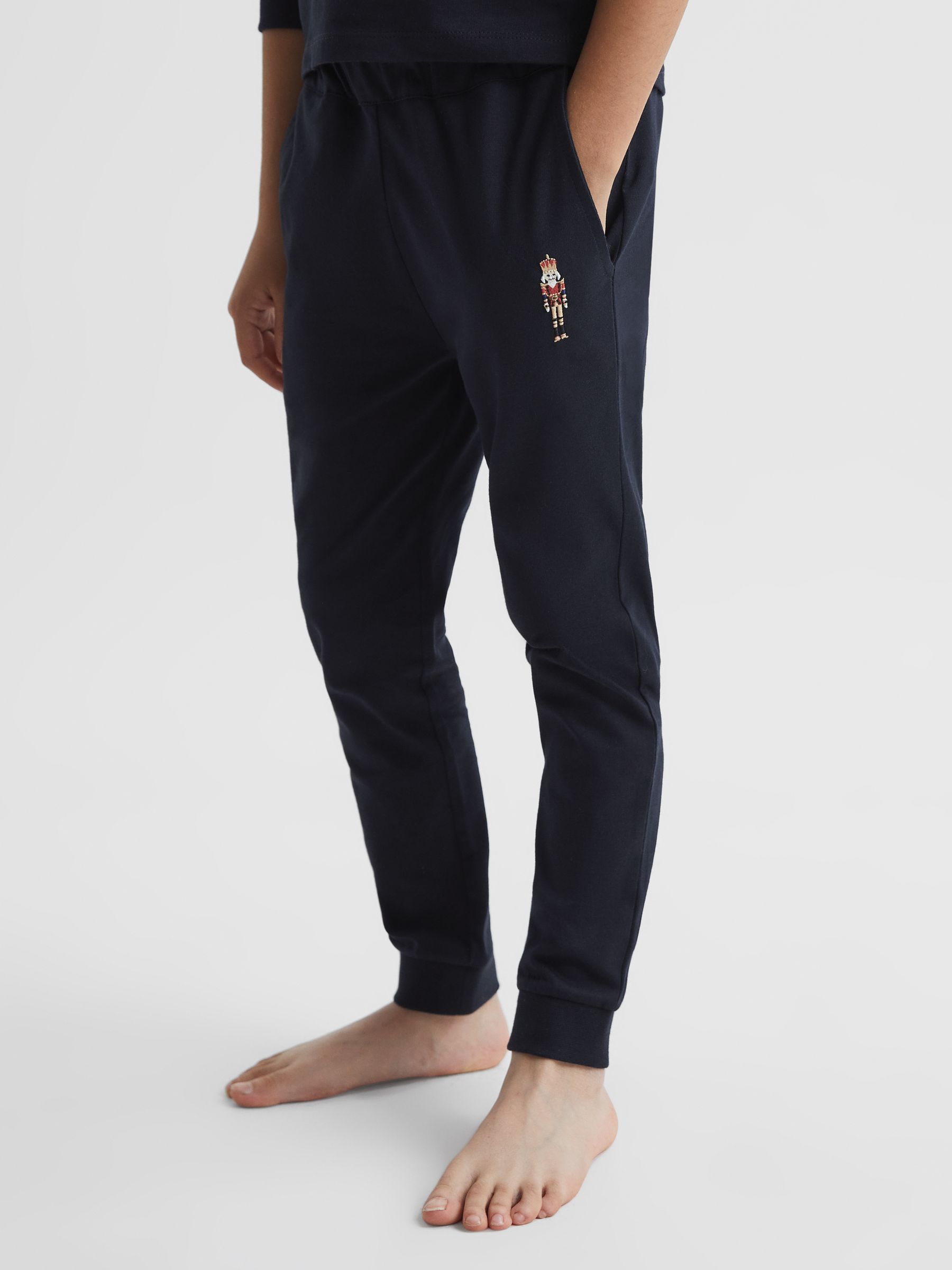 Senior Embroidered King Nightwear Bottoms in Navy - Image 3 of 6