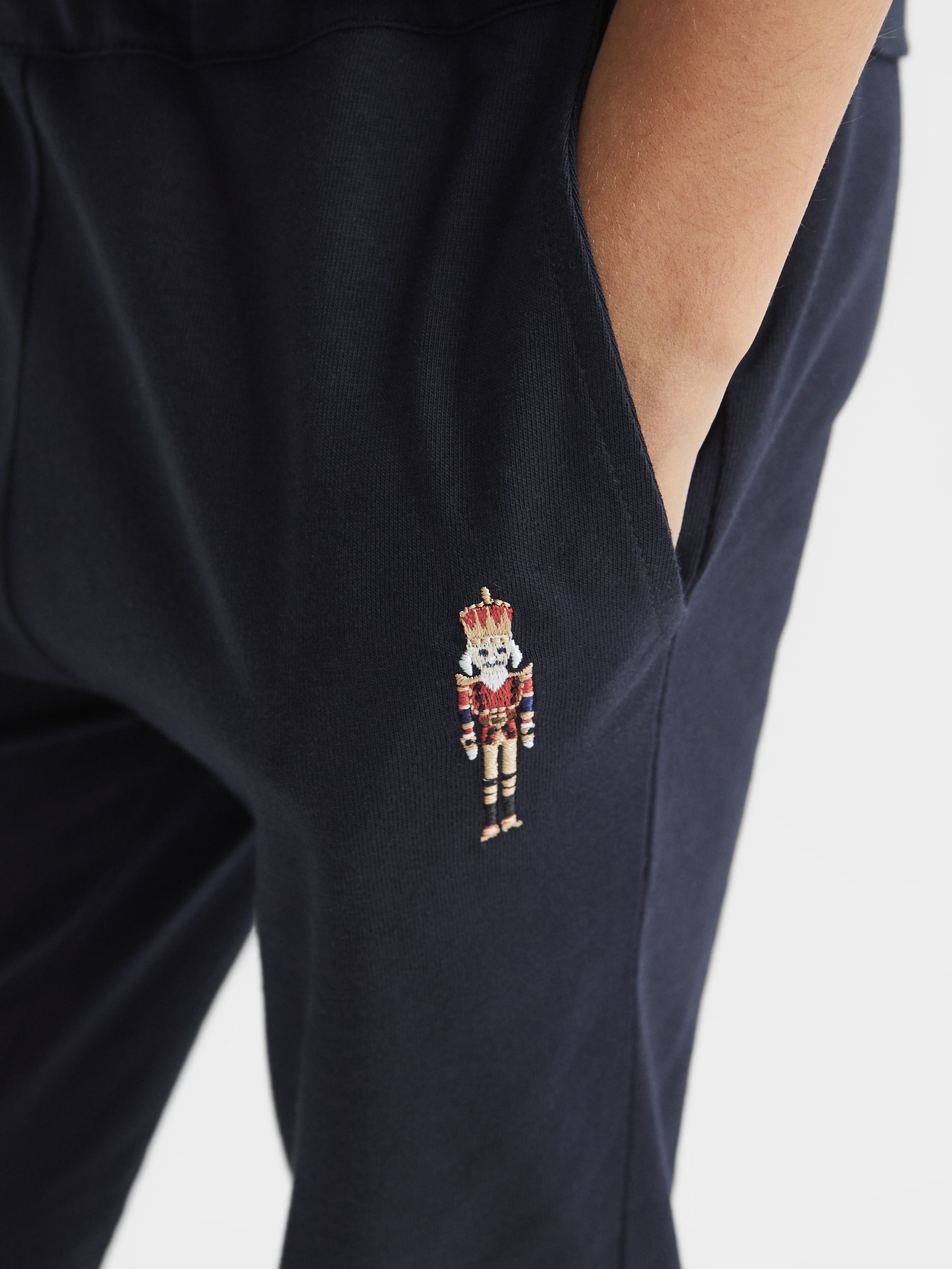 Senior Embroidered King Nightwear Bottoms in Navy - Image 4 of 6