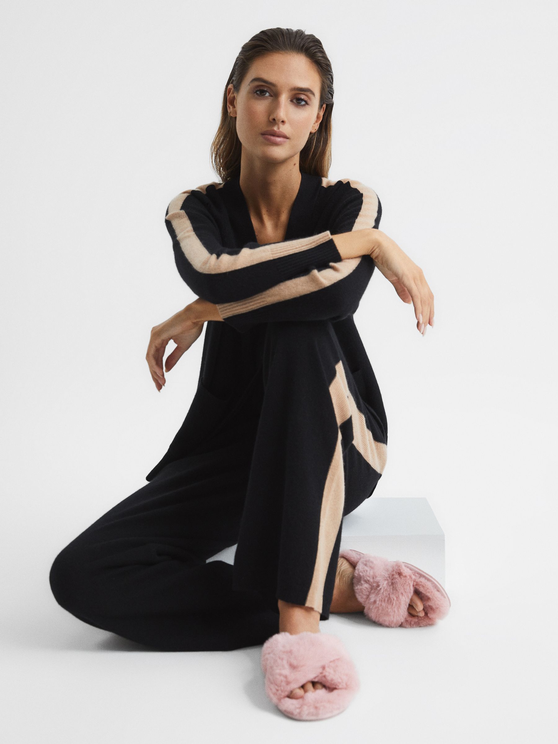 Faux Fur Cross Over Slippers in Blush - Image 2 of 6