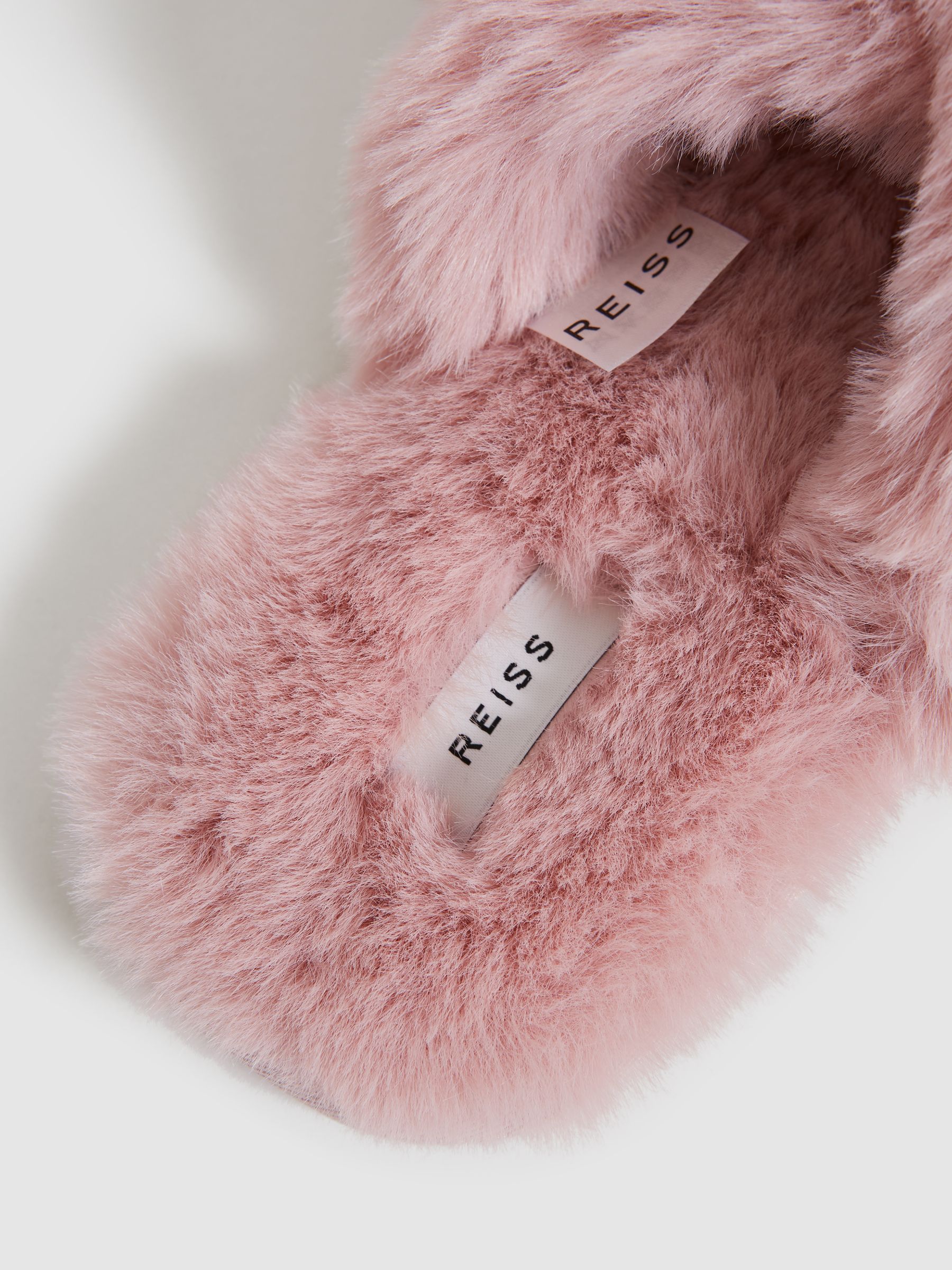 Faux Fur Cross Over Slippers in Blush - Image 4 of 6