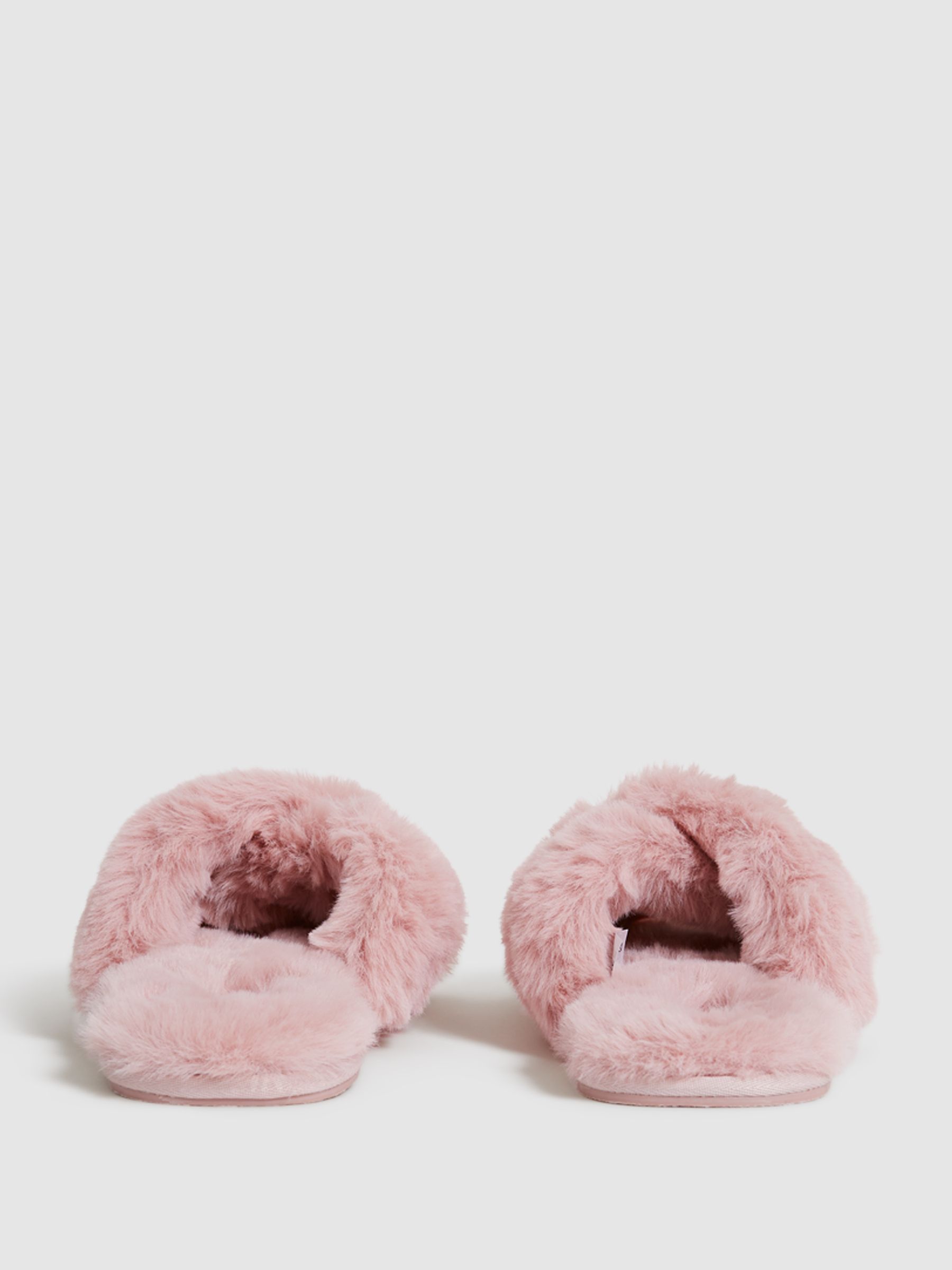 Faux Fur Cross Over Slippers in Blush - Image 6 of 6