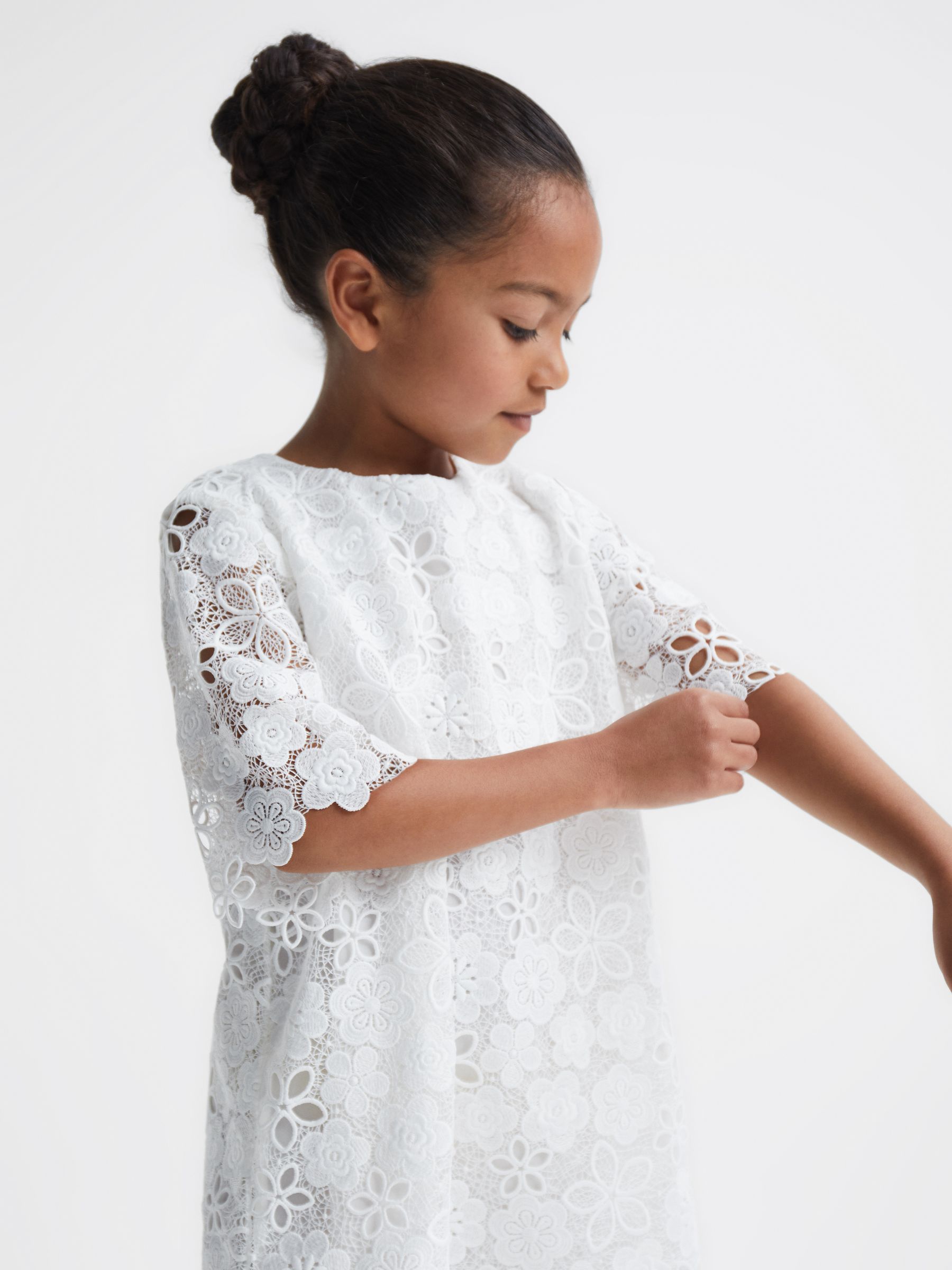 9-12 yrs Lace T-Shirt Dress in Ivory - Image 6 of 7