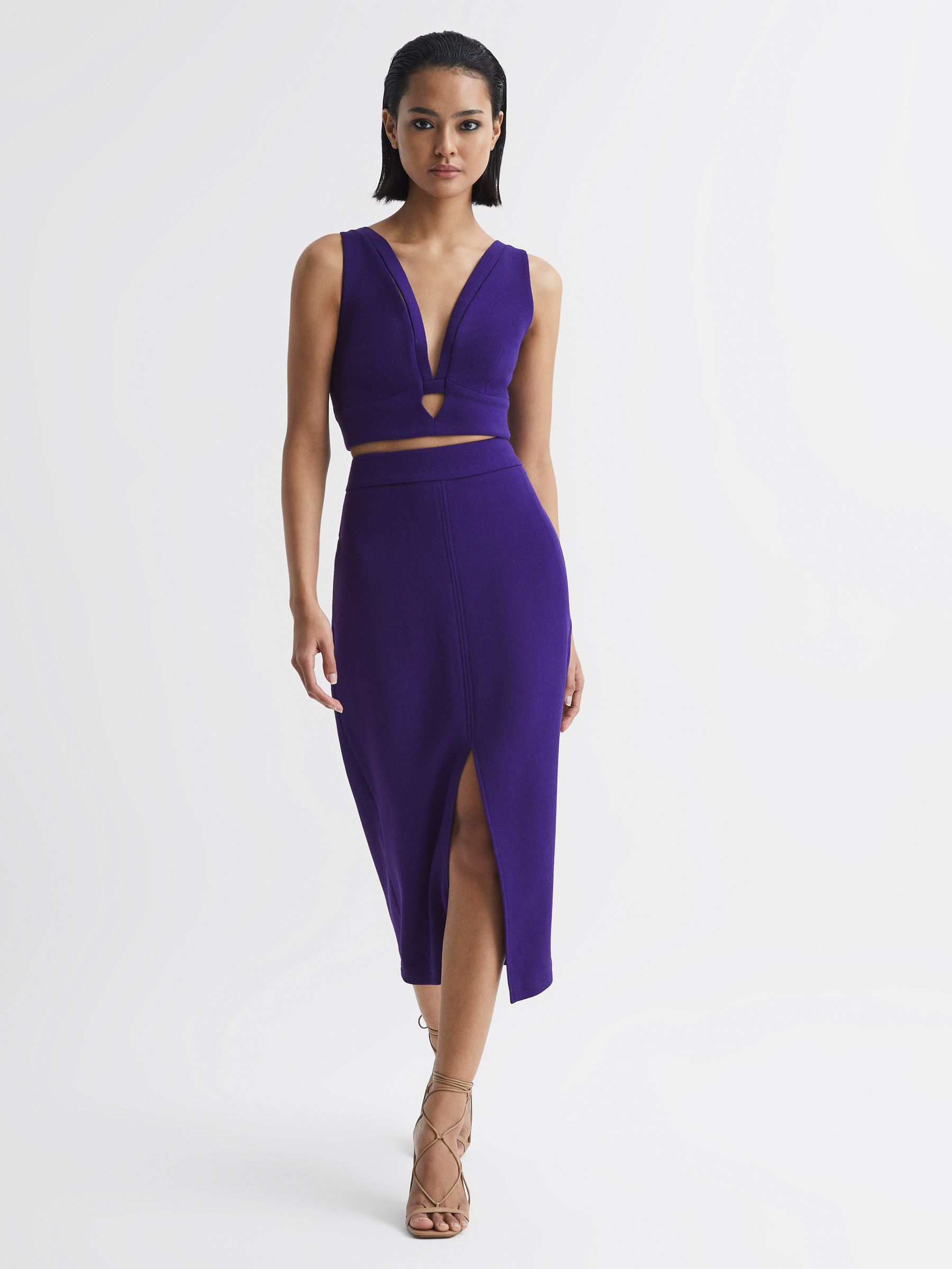 Wool Pencil Skirt in Purple - Image 1 of 6