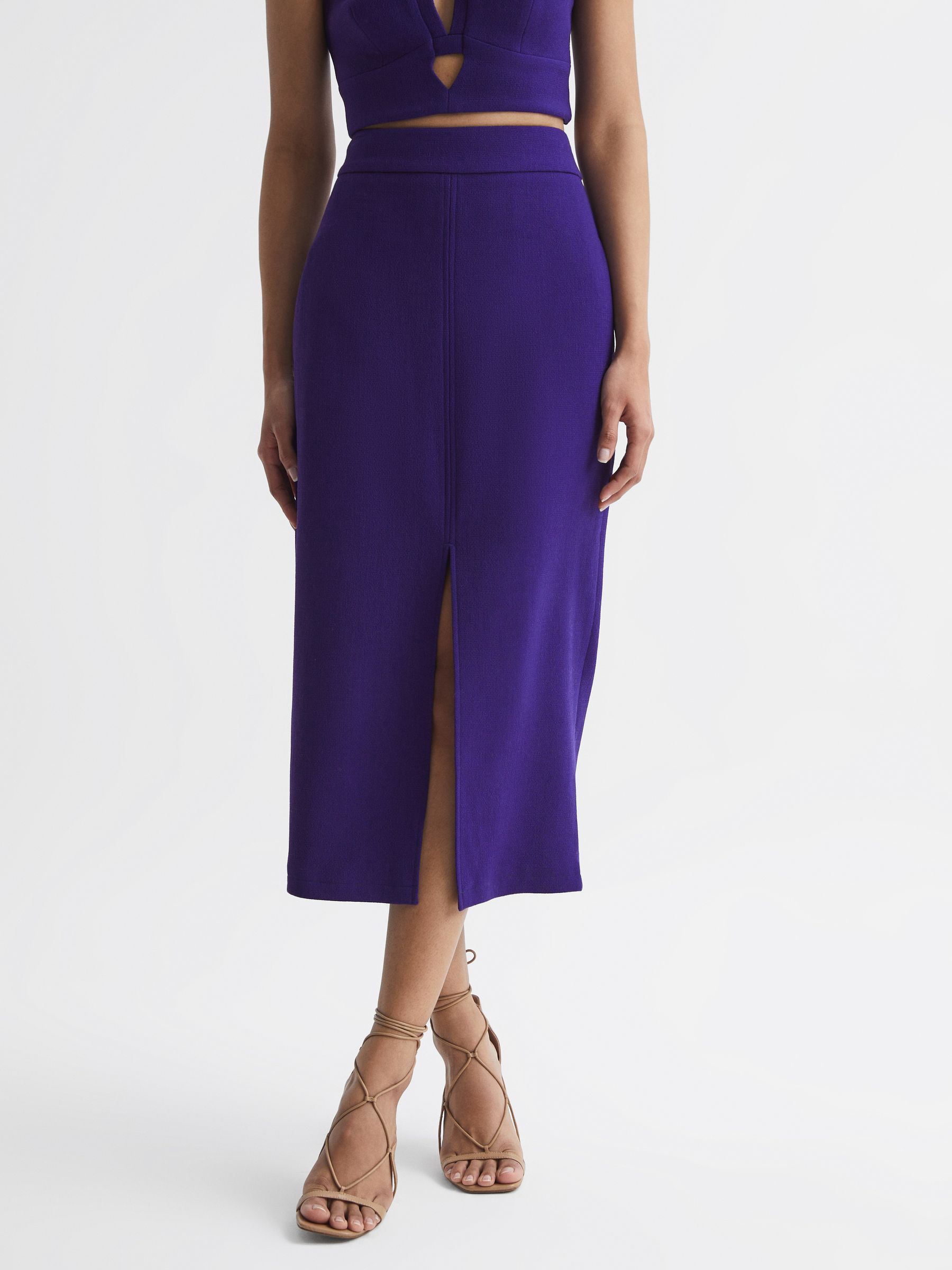 Wool Pencil Skirt in Purple - Image 3 of 6