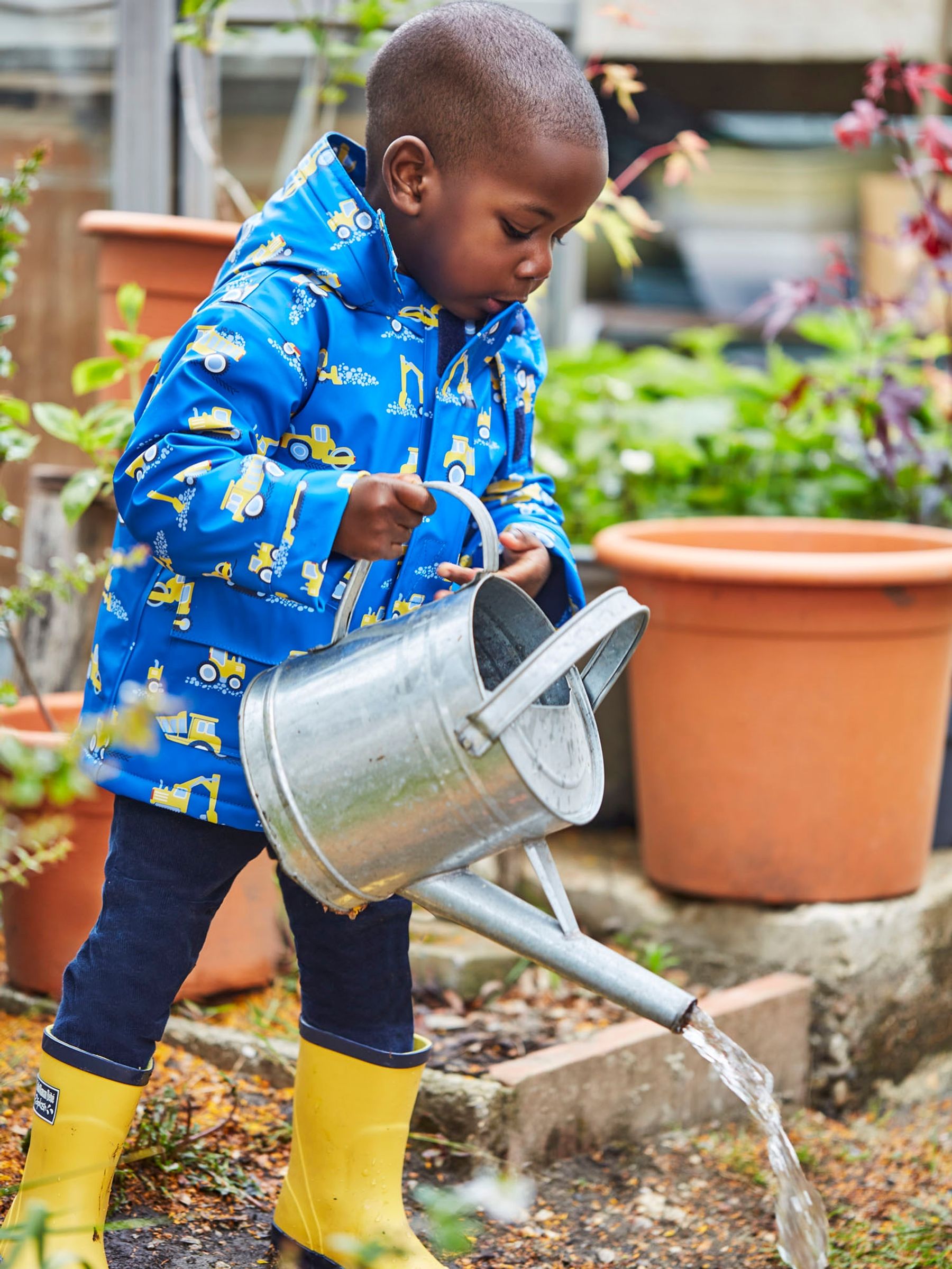 Cobalt Blue Digger Print Cosy Waterproof Jacket - Image 1 of 7
