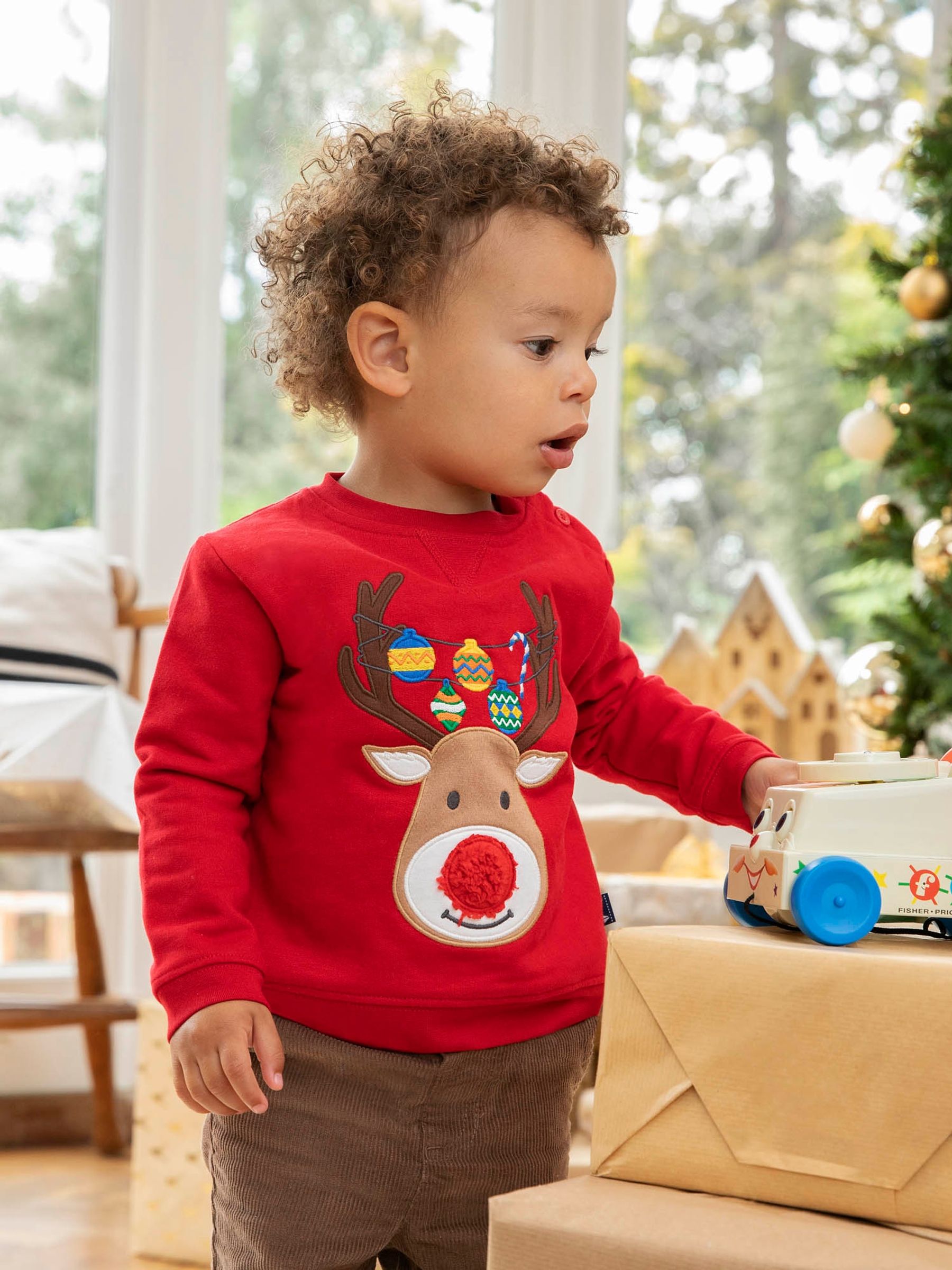 Red Reindeer Appliqué Sweatshirt - Image 2 of 5
