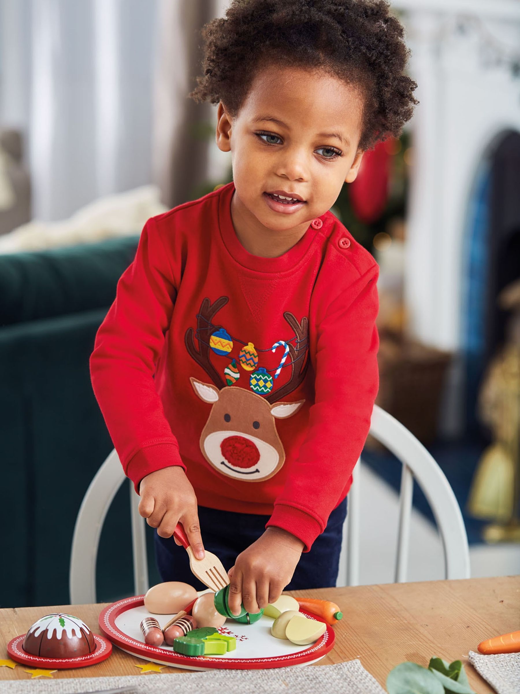 Red Reindeer Appliqué Sweatshirt - Image 3 of 5