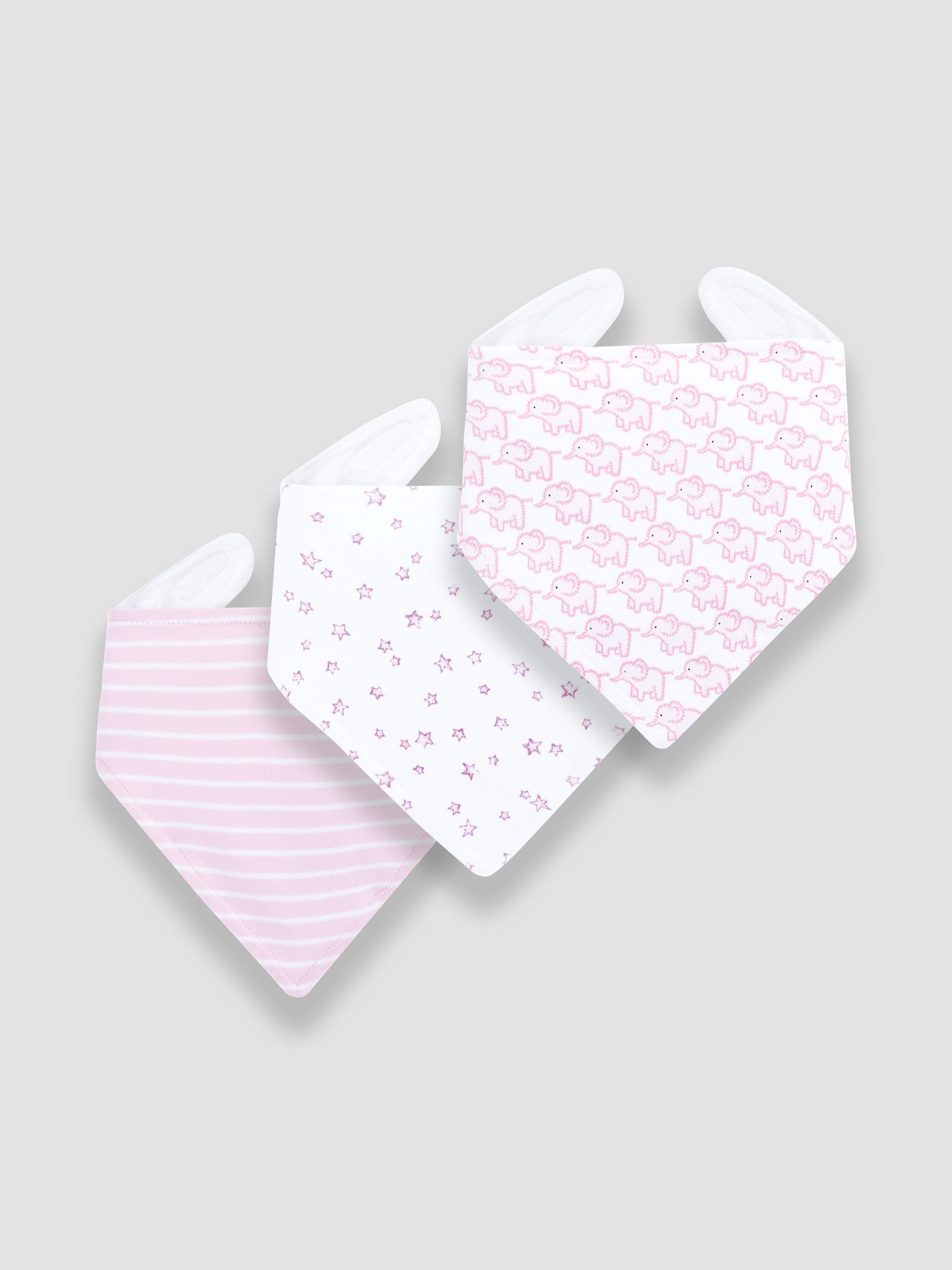 Baby Pink 3-Pack Cotton Baby Dribble Bibs - Image 1 of 4