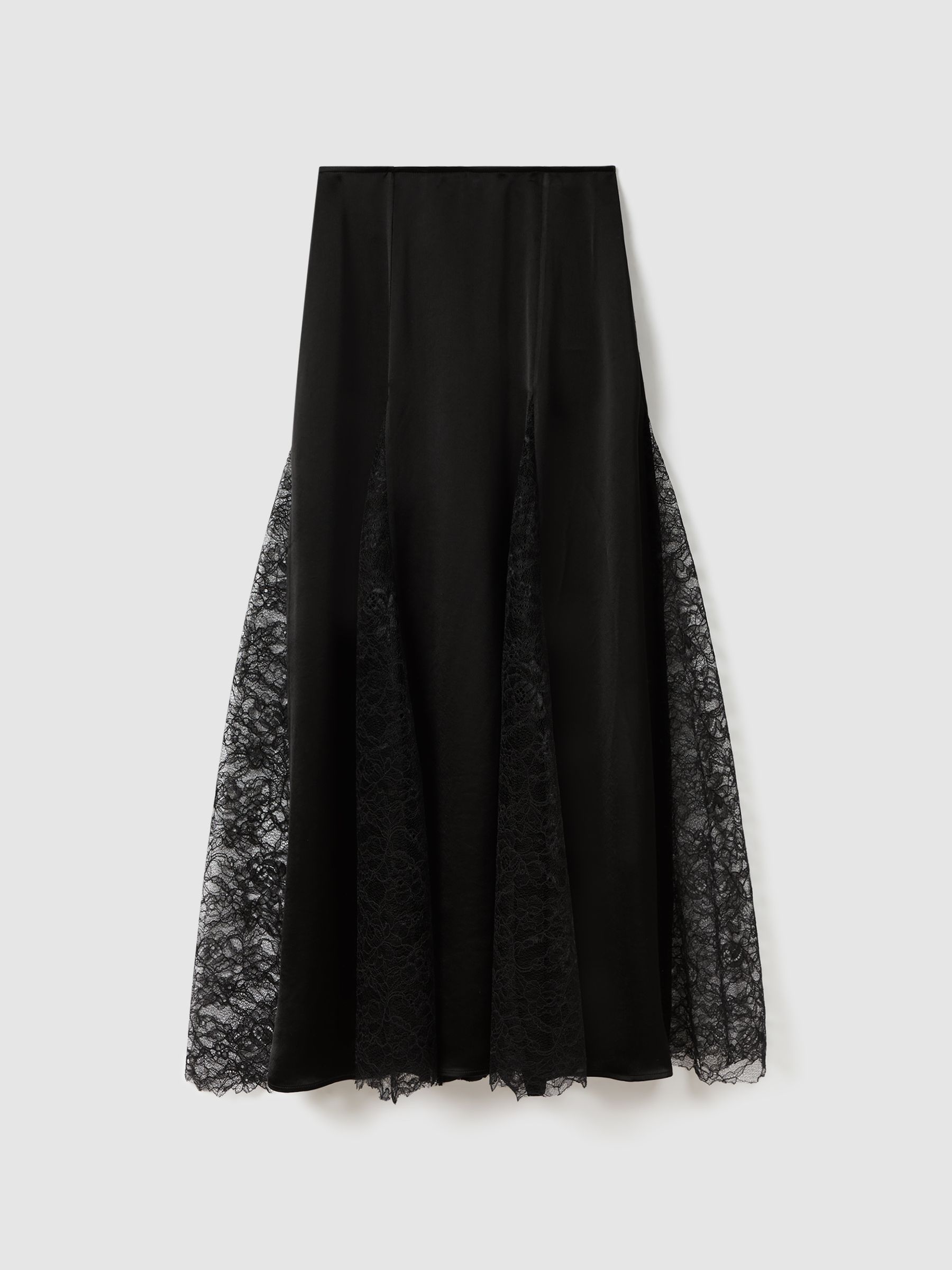 Anna Quan Satin Lace Maxi Skirt in Black - Image 2 of 5