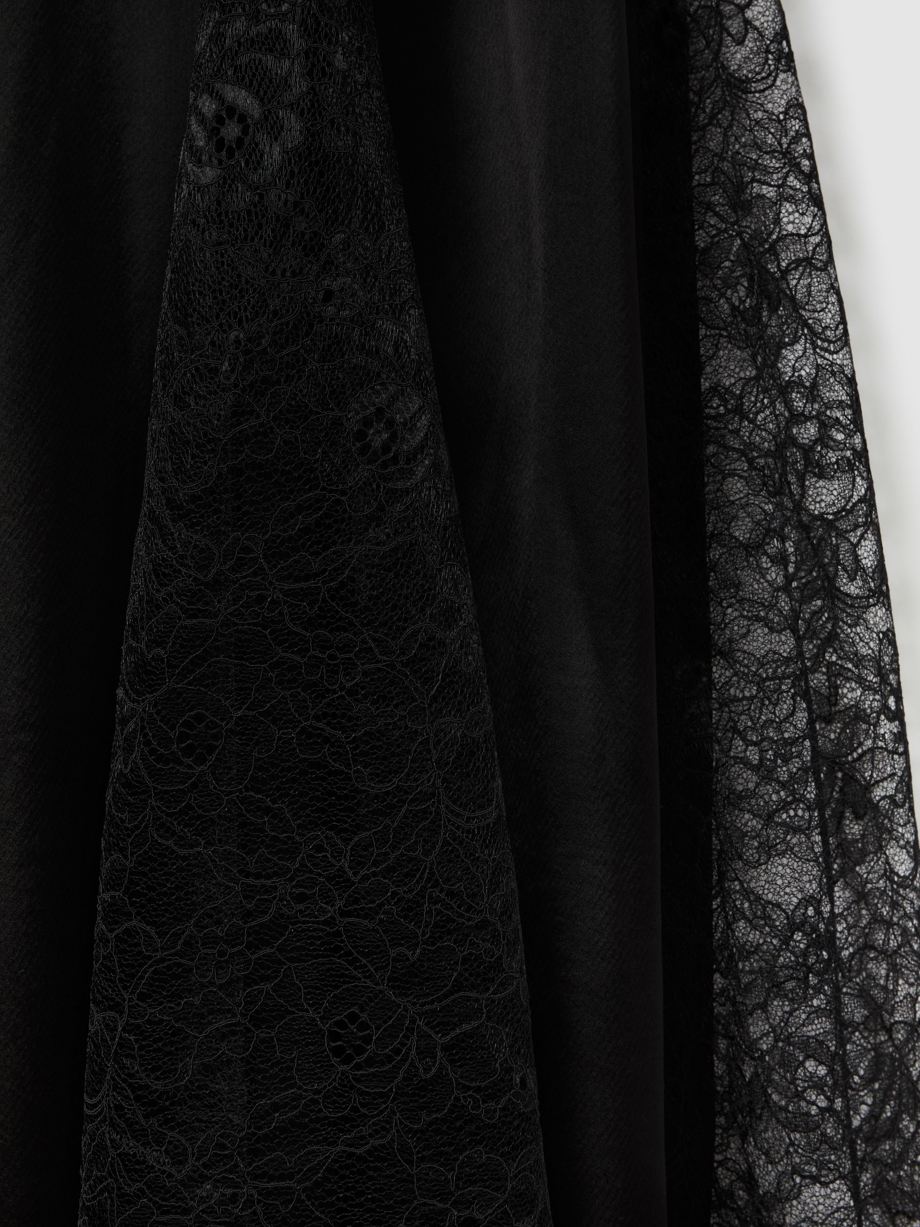 Anna Quan Satin Lace Maxi Skirt in Black - Image 5 of 5