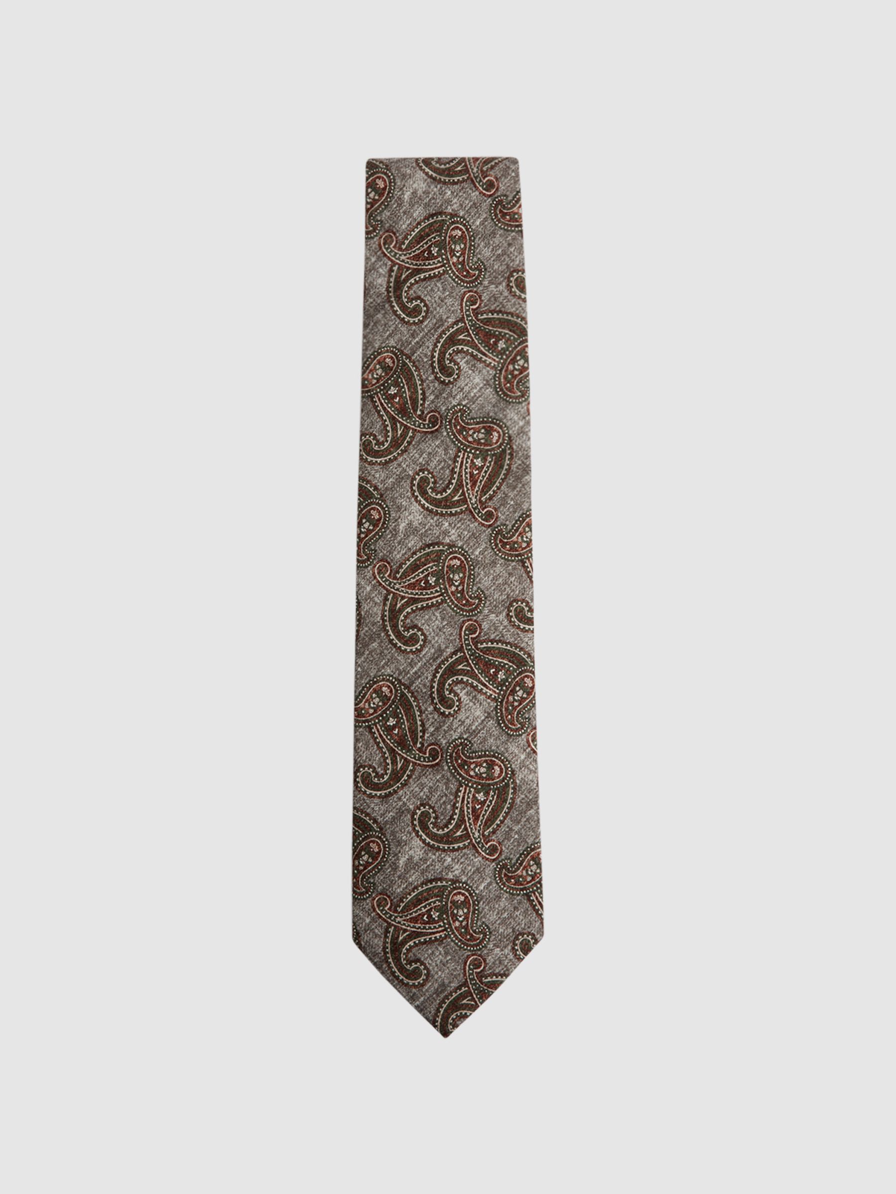 Paisley Print Tie in Grey - Image 1 of 5