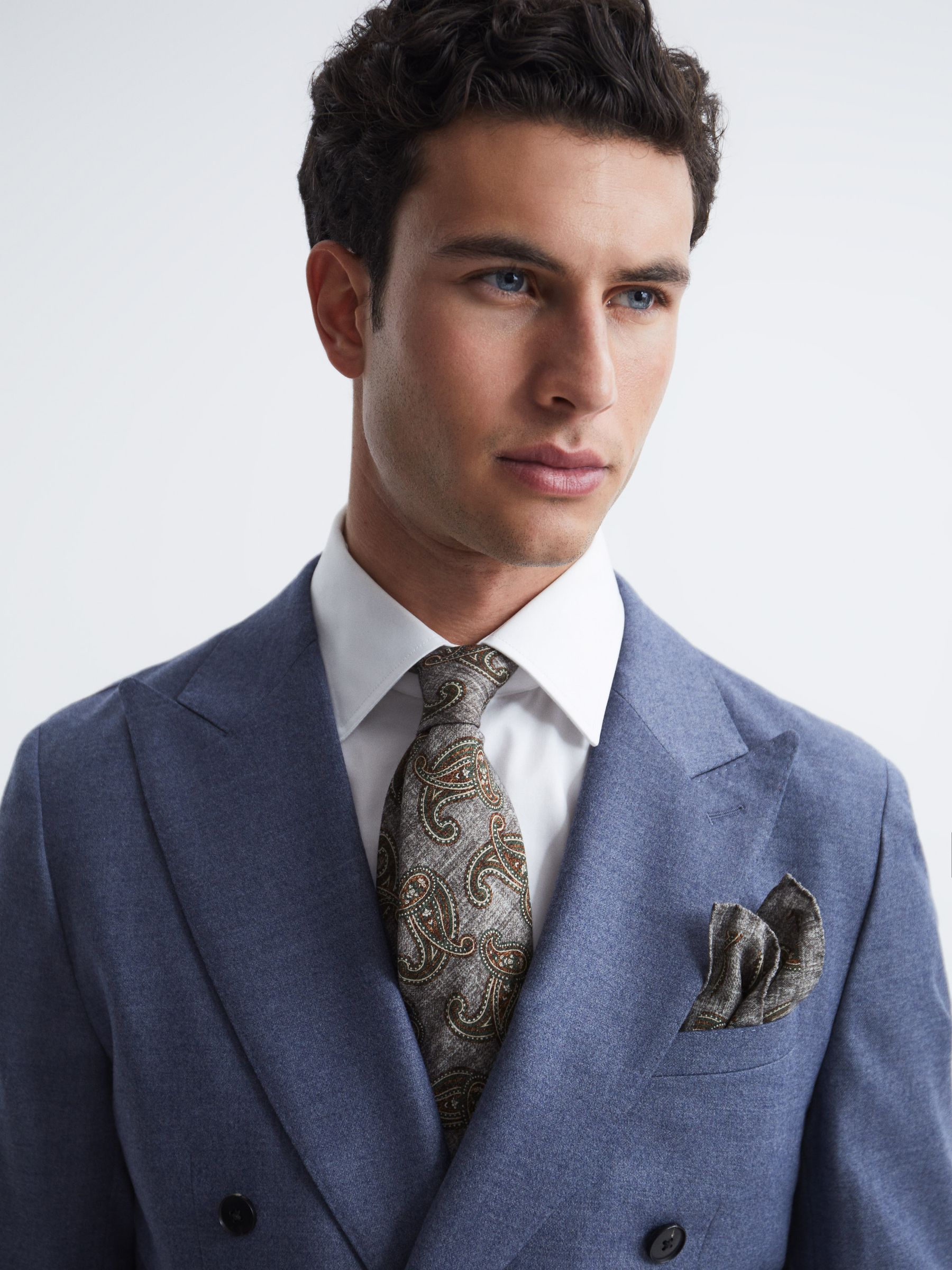 Paisley Print Tie in Grey - Image 2 of 5 Paisley Print Tie in Grey - Image 2 of 5