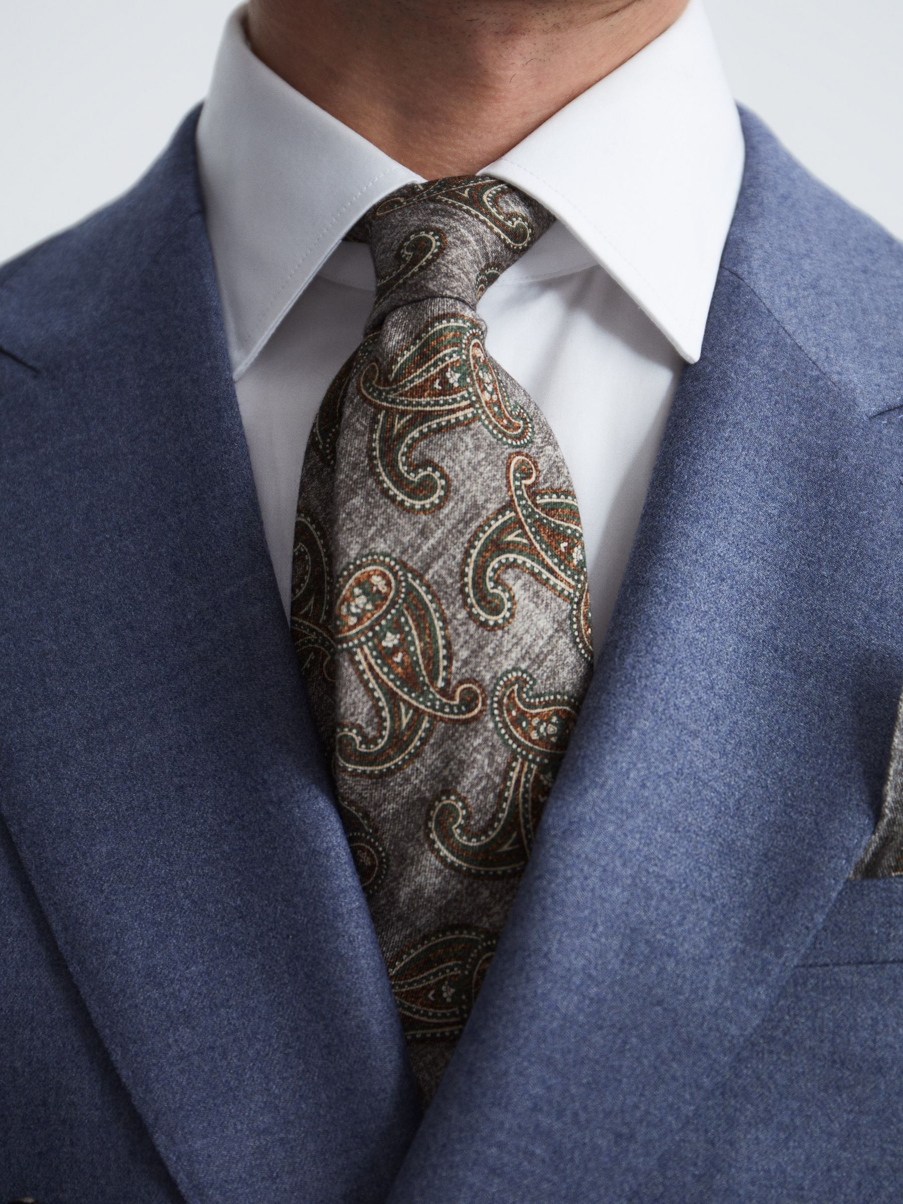 Paisley Print Tie in Grey - Image 3 of 5