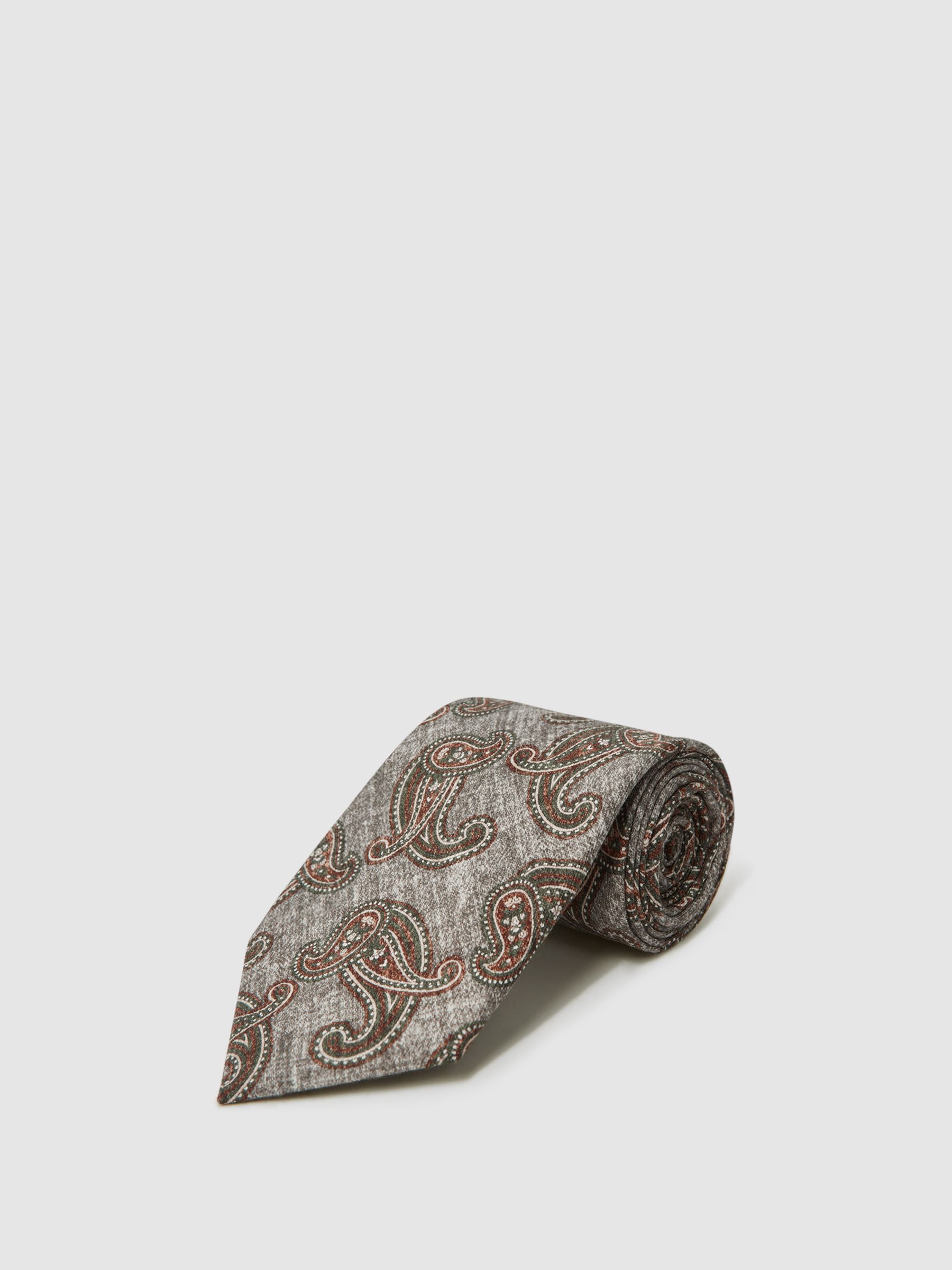 Paisley Print Tie in Grey - Image 4 of 5
