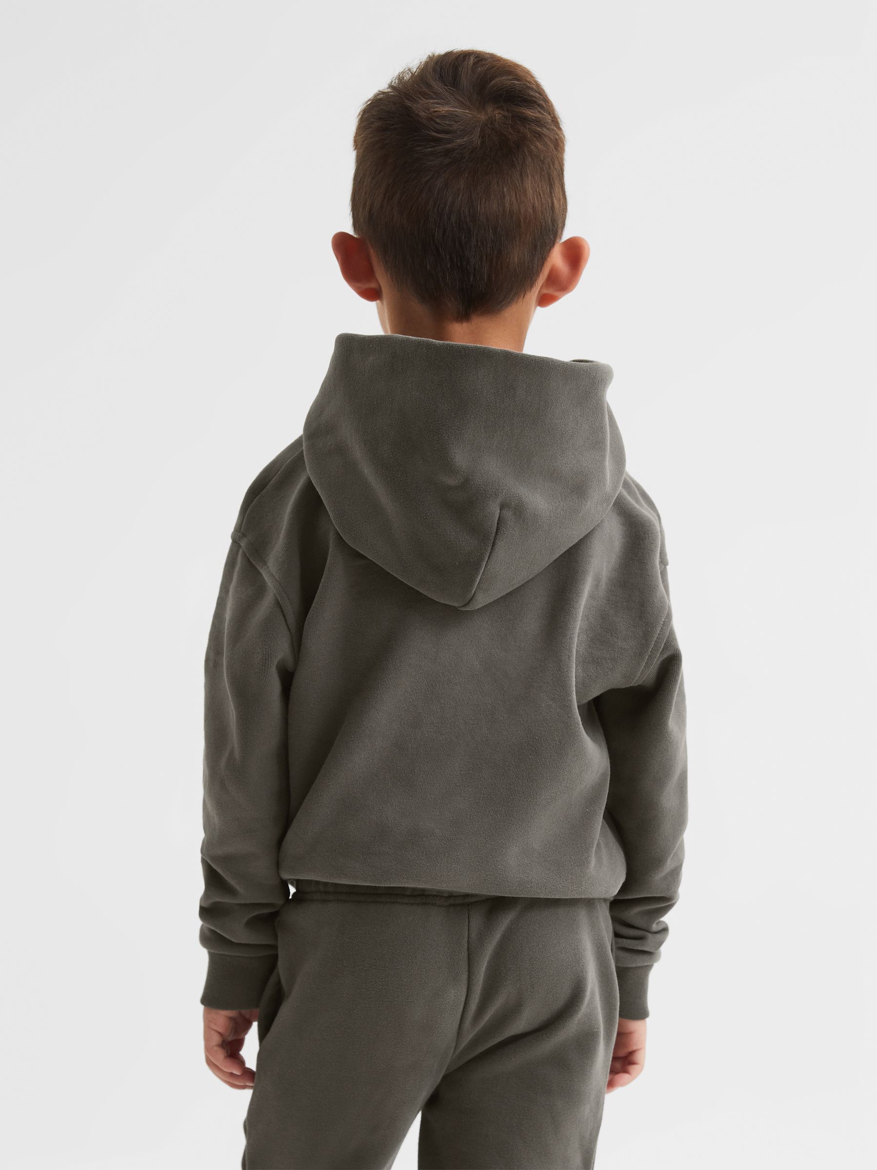 Senior Oversized Cotton Jersey Hoodie in Olive - Image 5 of 6